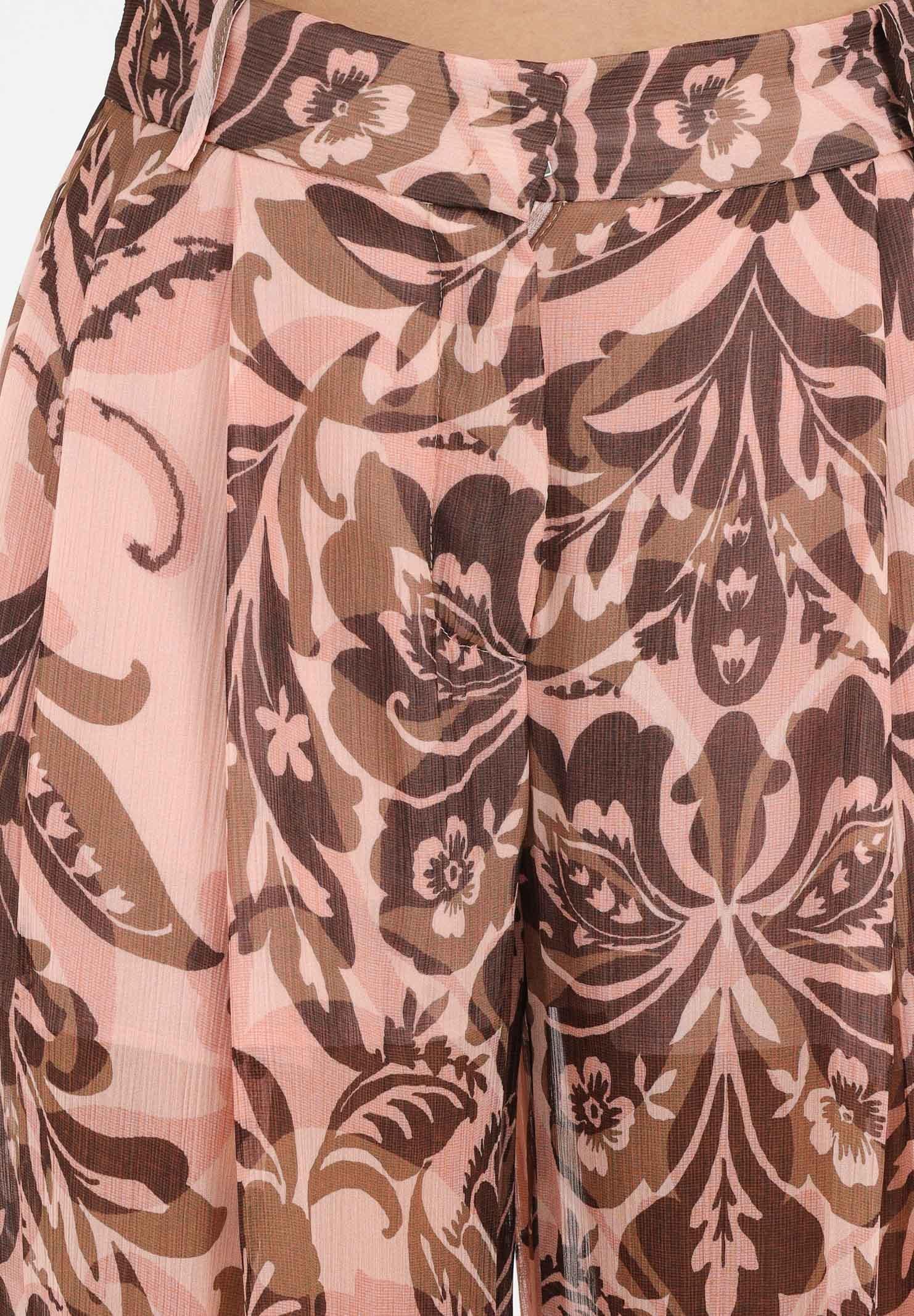 SIMONA CORSELLINI Pantalone elegante rosa da donna con stampa floreale P26CPPA02501 V0697 SIMONA CORSELLINI