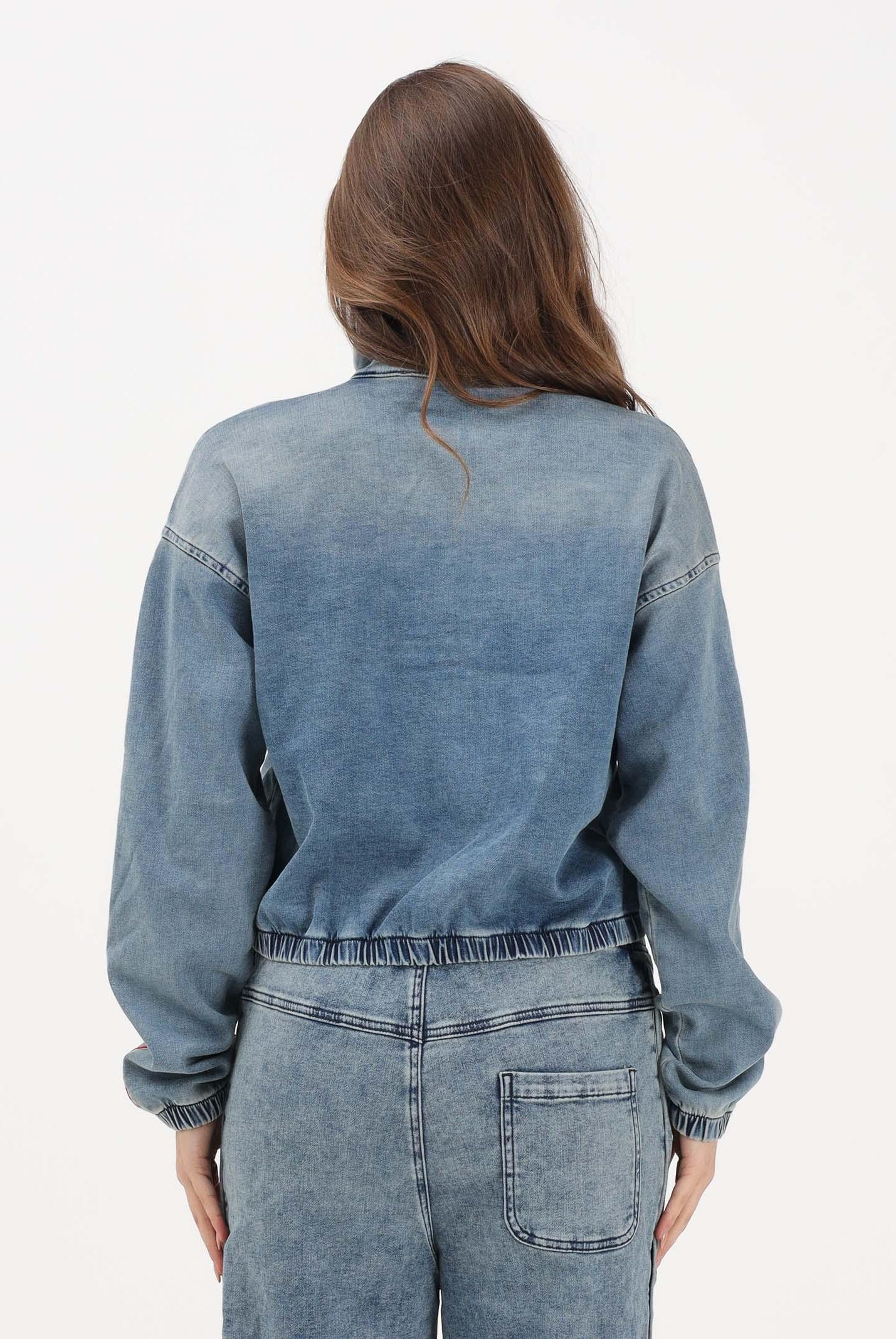 DIESEL Giubbotto di jeans in denim medio per donna, ragazzi e bambini con logo ricamato J02540KXBRS K01 DIESEL