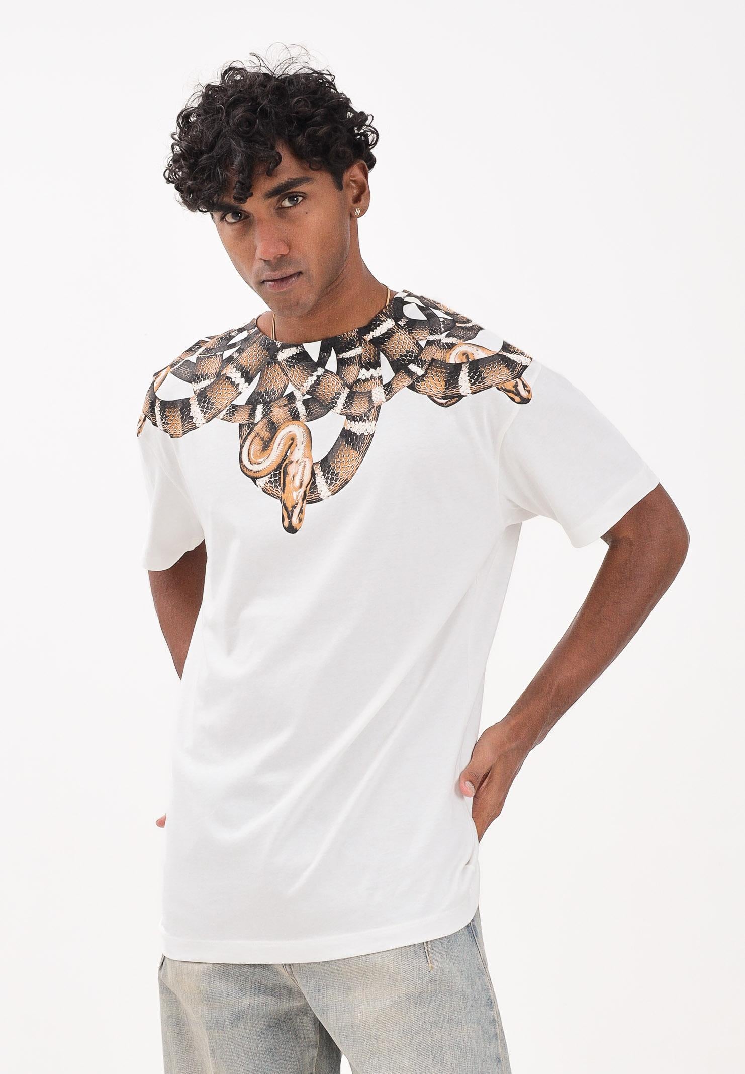 MARCELO BURLON COUNTY OF MILAN T-shirt a manica corta bianca da uomo con stampa serpente F5CAMATH038 013 MARCELO BURLON COUNTY OF MILAN