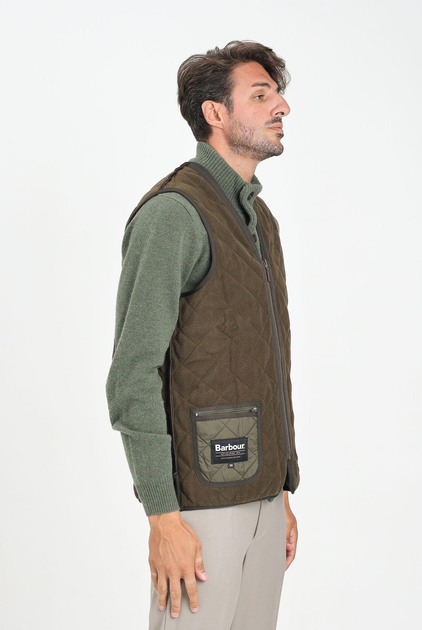 BARBOUR Smanicato Polarquilt verde da uomo da abbinare alla giacca Ashby 252MMLI0002 OL91 BARBOUR