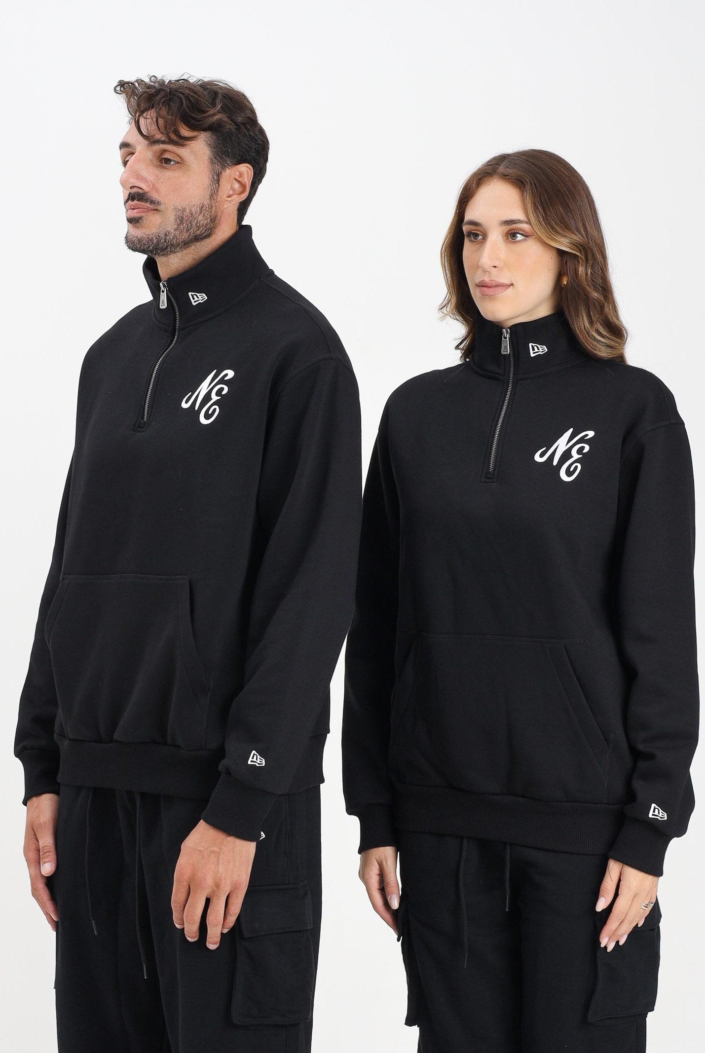 NEW ERA Felpa con mezza zip New Era Lifestyle nera per uomo e donna 60684423 . NEW ERA