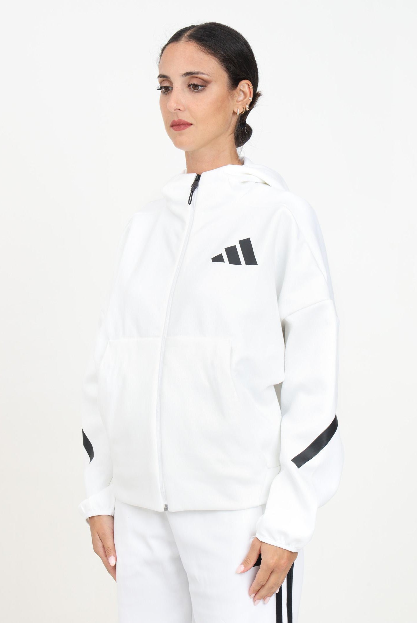ADIDAS ORIGINALS Felpa con zip Adidas Z.N.E. bianca da donna JE7849 . ADIDAS PERFORMANCE