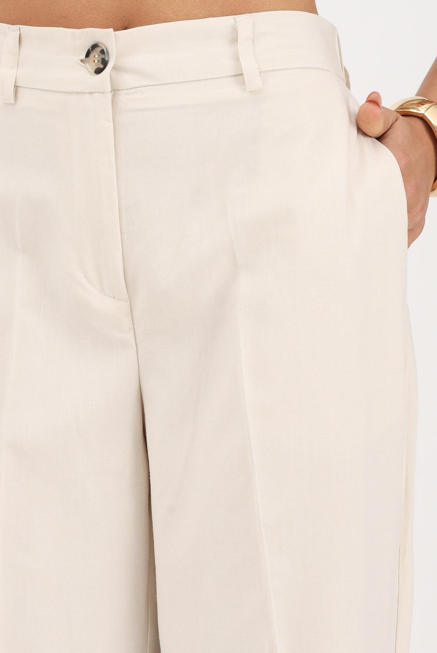VICOLO pantalone casual in lino Burro beige, donna. TAB1626 BU VICOLO