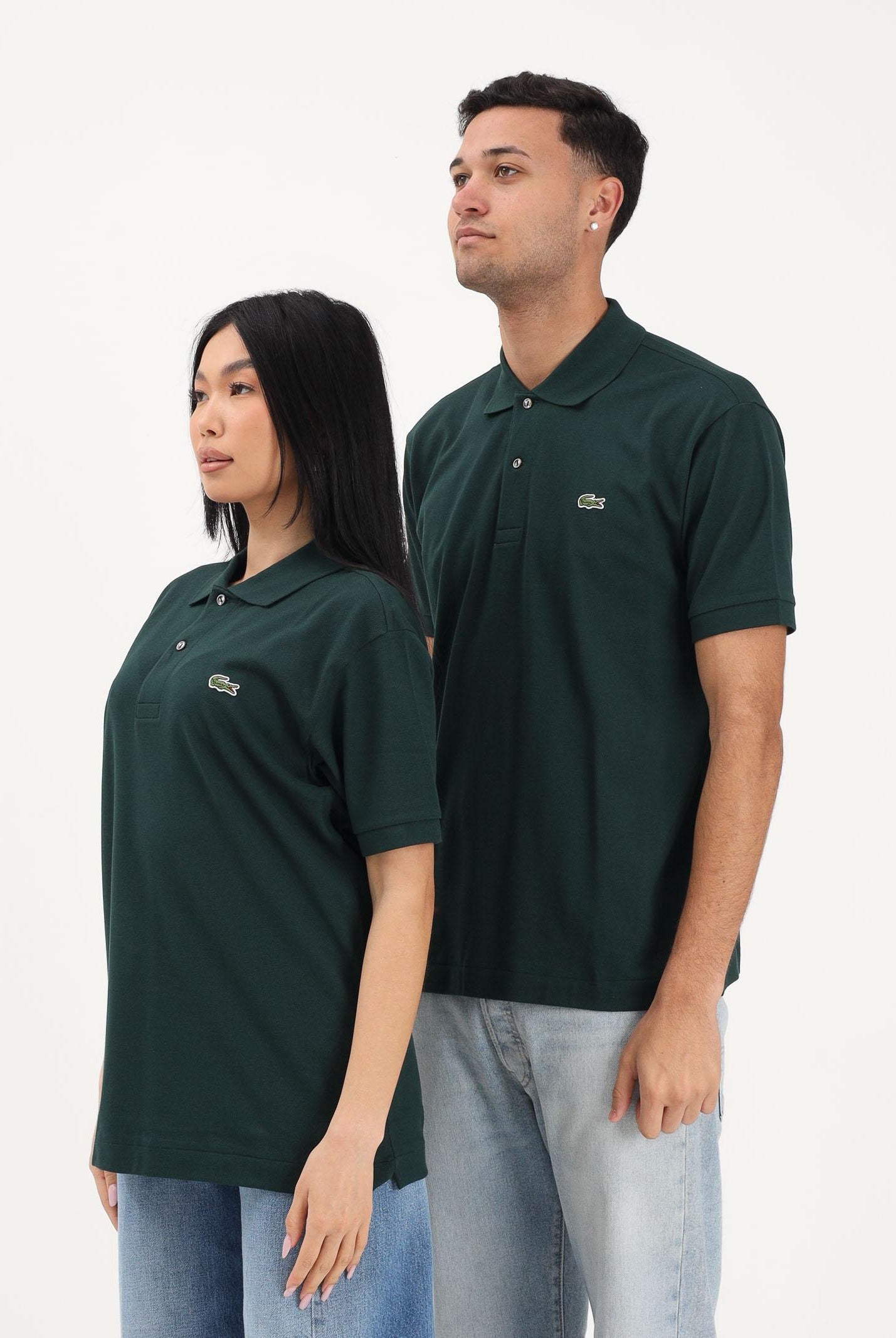 LACOSTE Polo verde scuro per uomo e donna con patch logo coccodirllo 1212 AFK LACOSTE