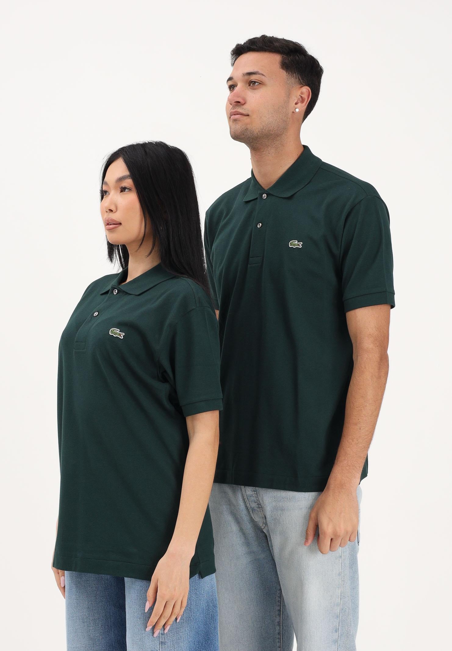 LACOSTE Polo verde scuro per uomo e donna con patch logo coccodirllo 1212 AFK LACOSTE