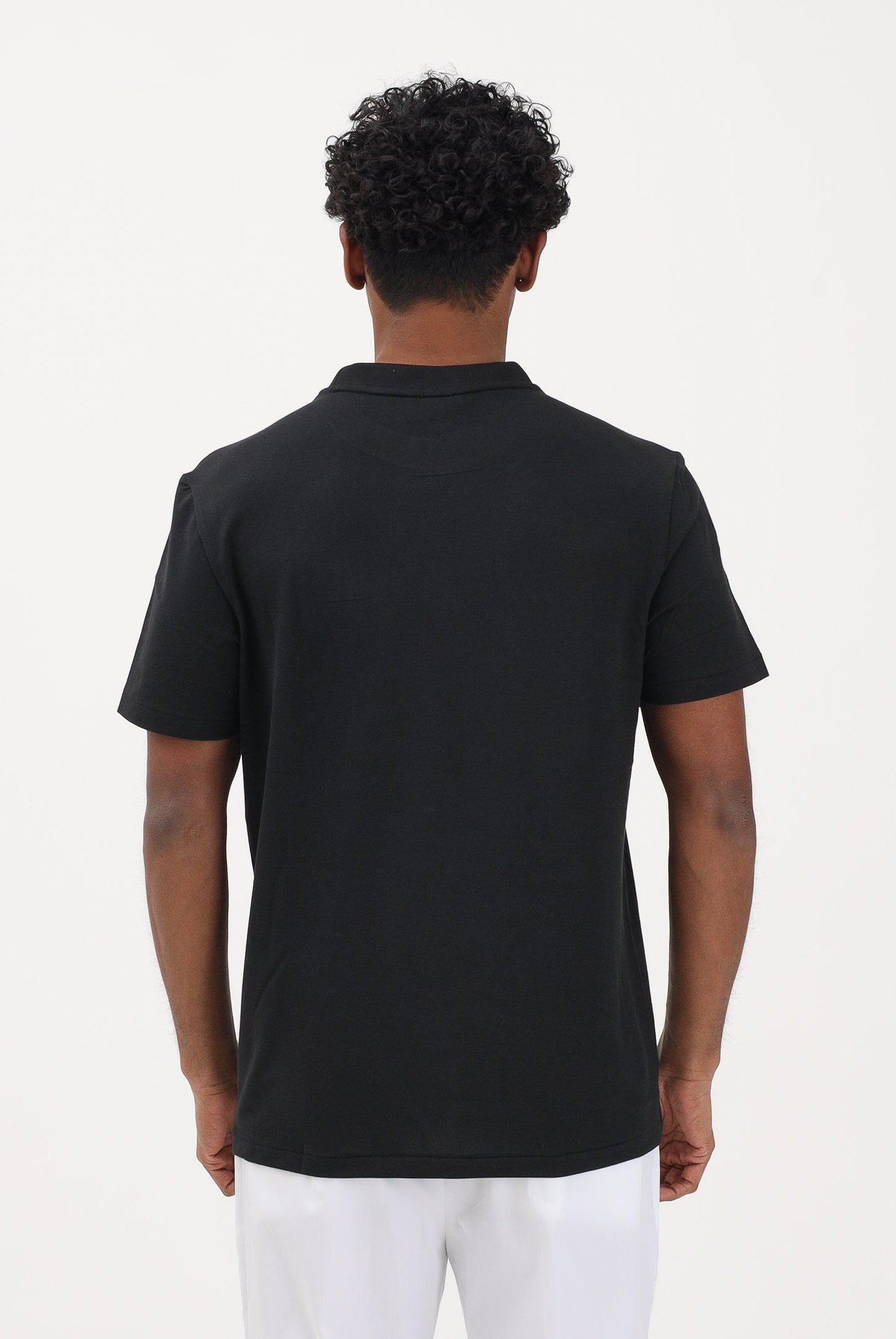 LACOSTE T-shirt a manica corta nera da uomo in piqué con marchio jacquard TH5060 031 LACOSTE