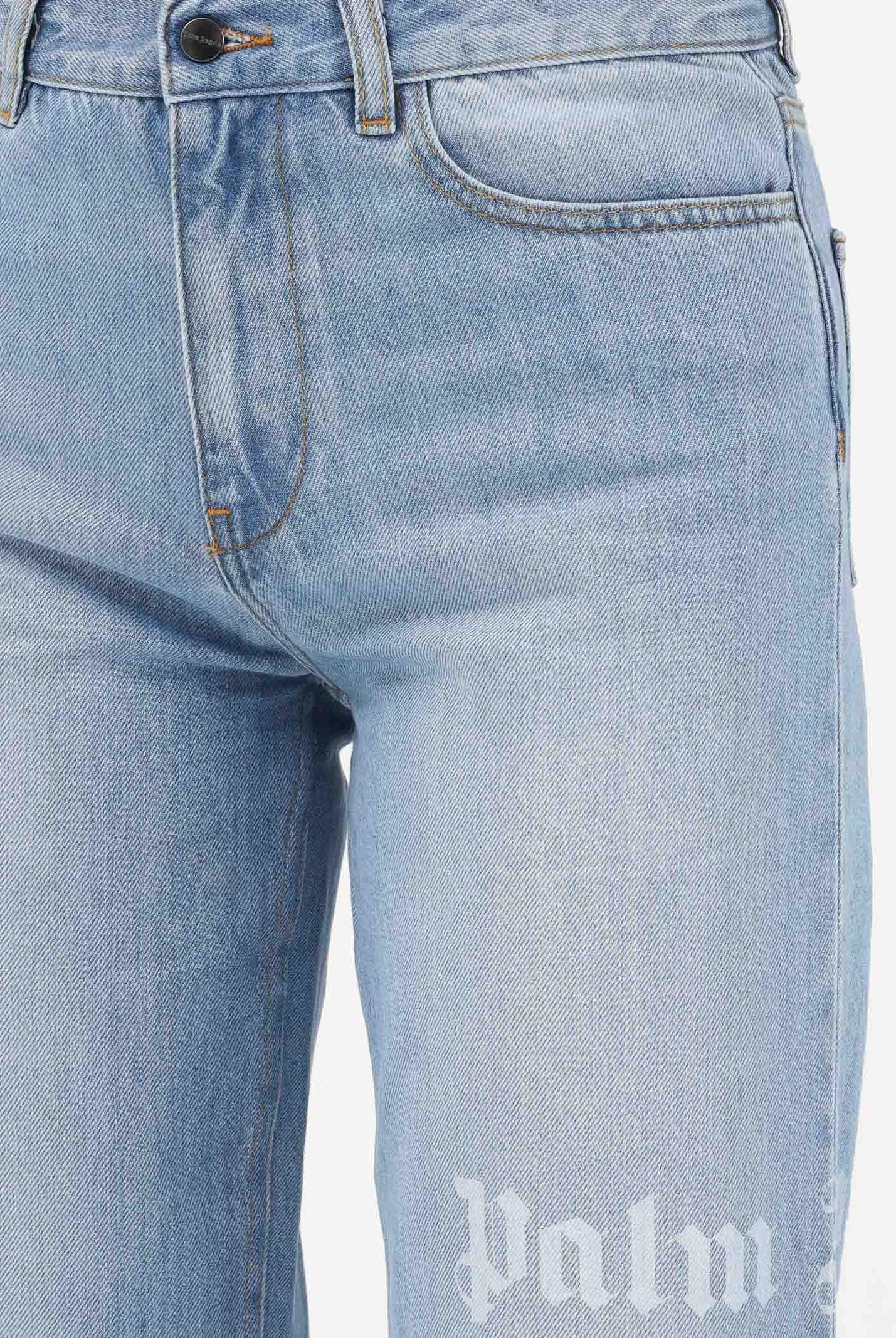 PALM ANGELS Jeans in denim azzurro chiaro per donna, ragazzi e bambini con logo PBYB009S26DEN001 050 PALM ANGELS