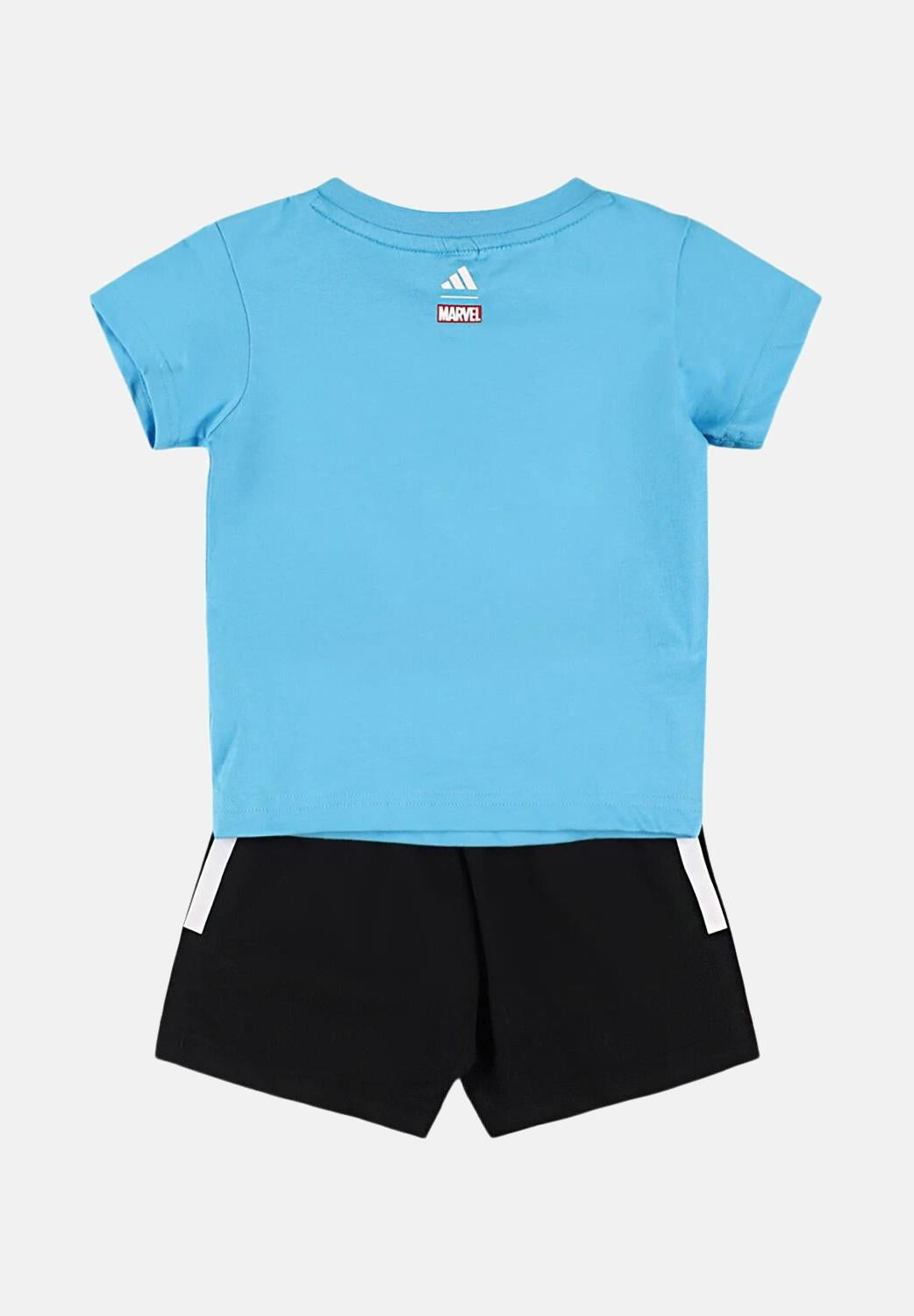 ADIDAS PERFORMANCE Completino ADIDAS MARVEL SPIDER-MAN azzurro e nero da neonato JC6159 . ADIDAS PERFORMANCE