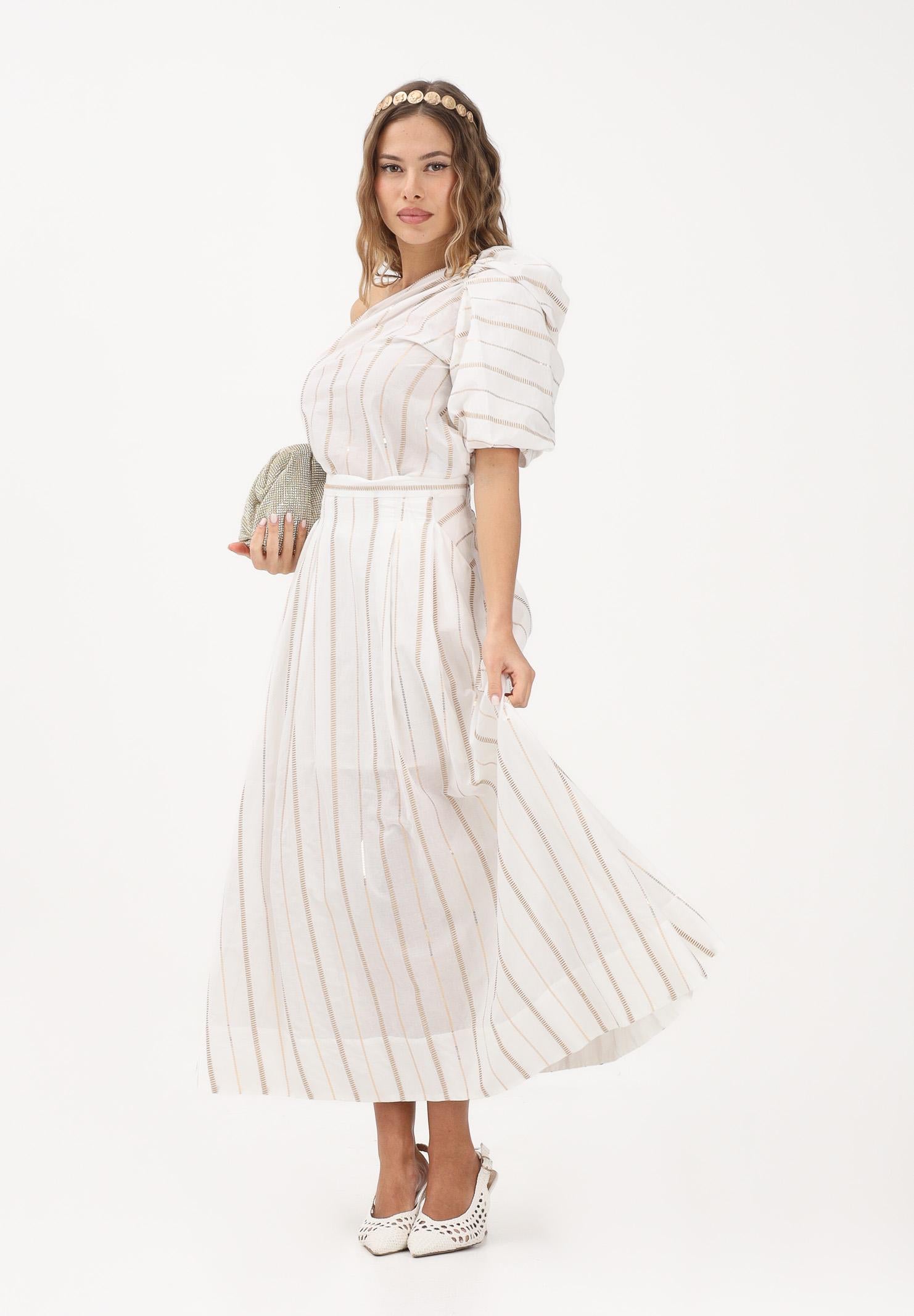 SIMONA CORSELLINI Gonna midi bianca da donna con ricamo P26CPGOC0301 V0001 SIMONA CORSELLINI