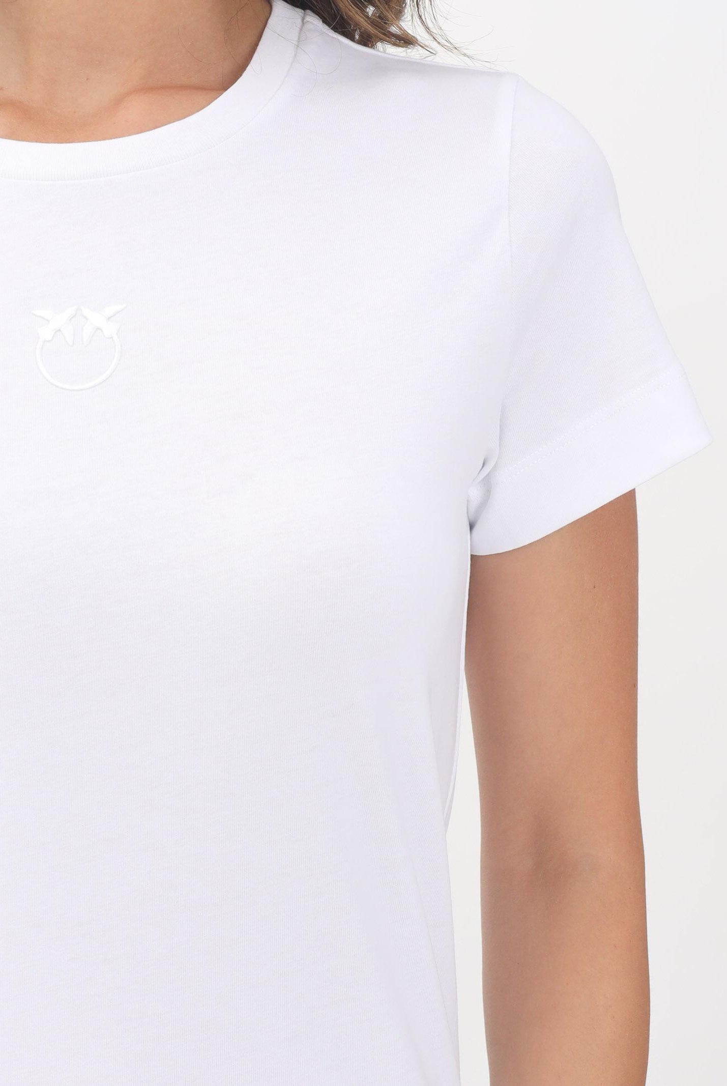 PINKO T-shirt a manica corta bianca da donna con logo 100355A2RD Z04 PINKO