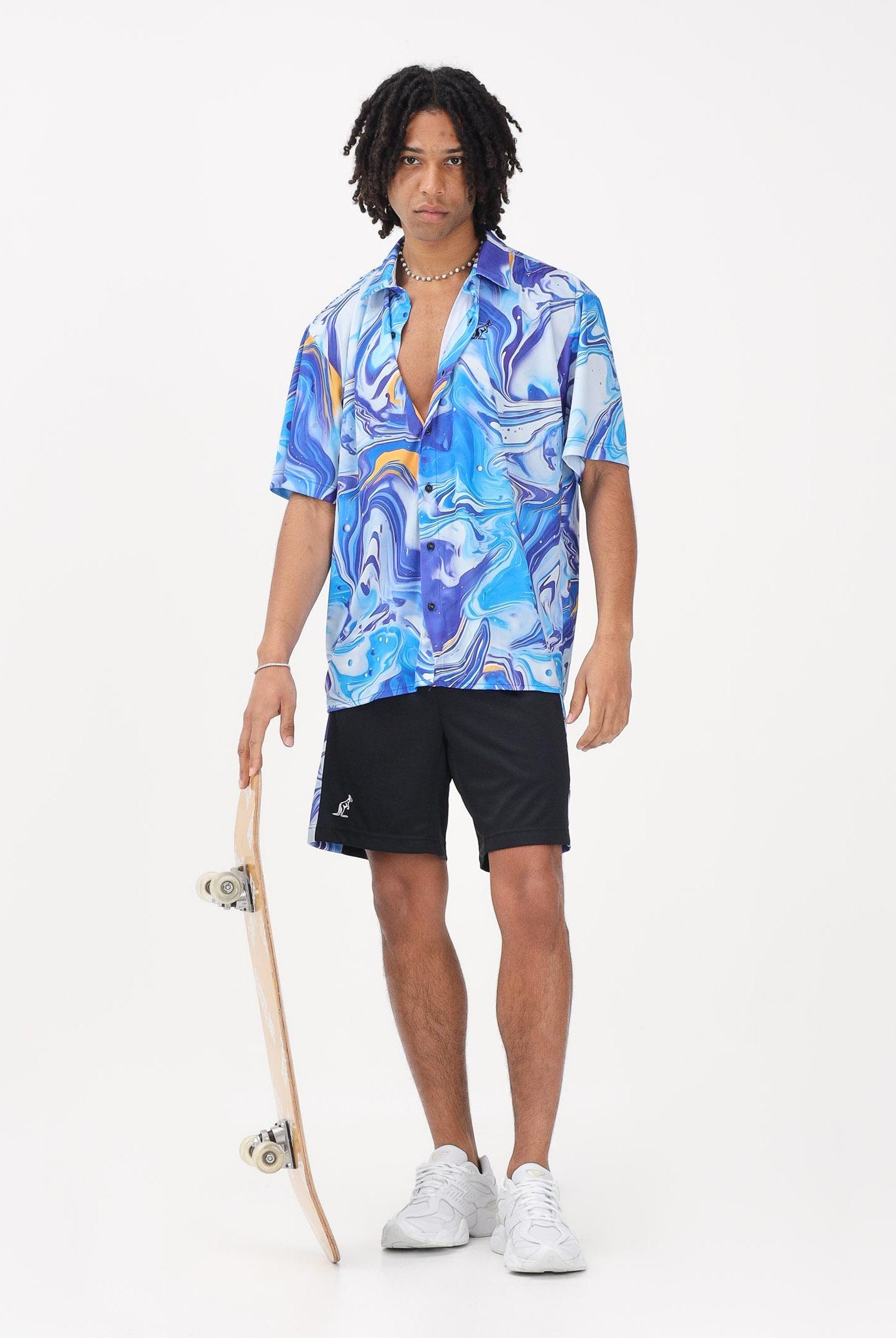 AUSTRALIAN Shorts sportivo nero da uomo con inserti laterali stampati SPUSH0019831 002 AUSTRALIAN