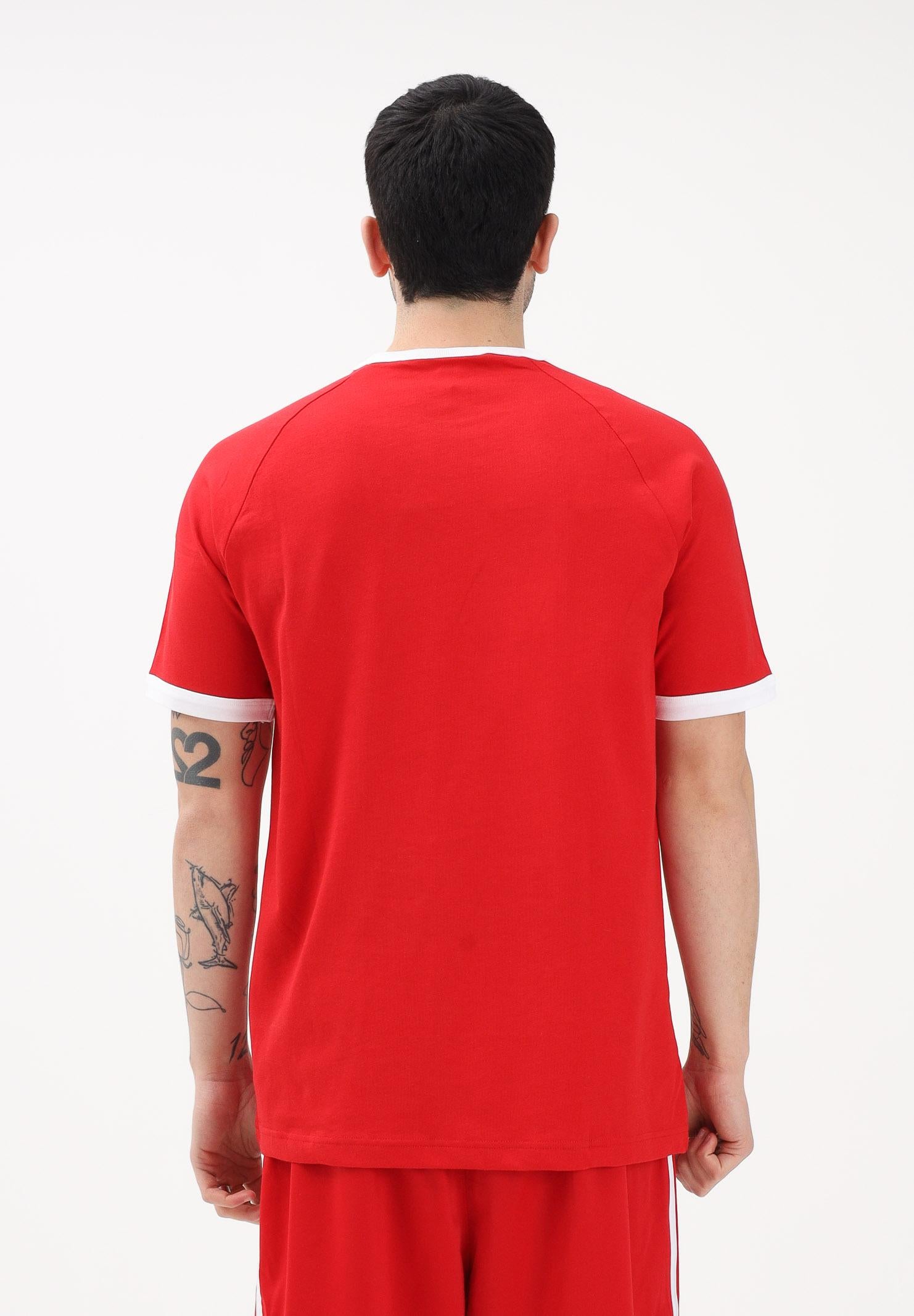 ADIDAS ORIGINALS T-shirt a manica corta 3-Stripes Slim Ringer rossa da uomo KF0416 . ADIDAS ORIGINALS