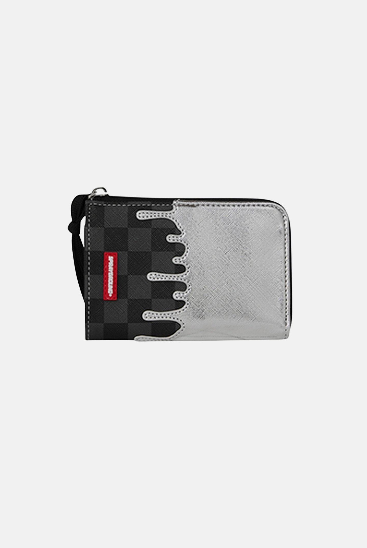 SPRAYGROUND Portafogli Silver Side Drip Black Check Shark nero e argento per uomo e donna 910W8931NSZ . SPRAYGROUND