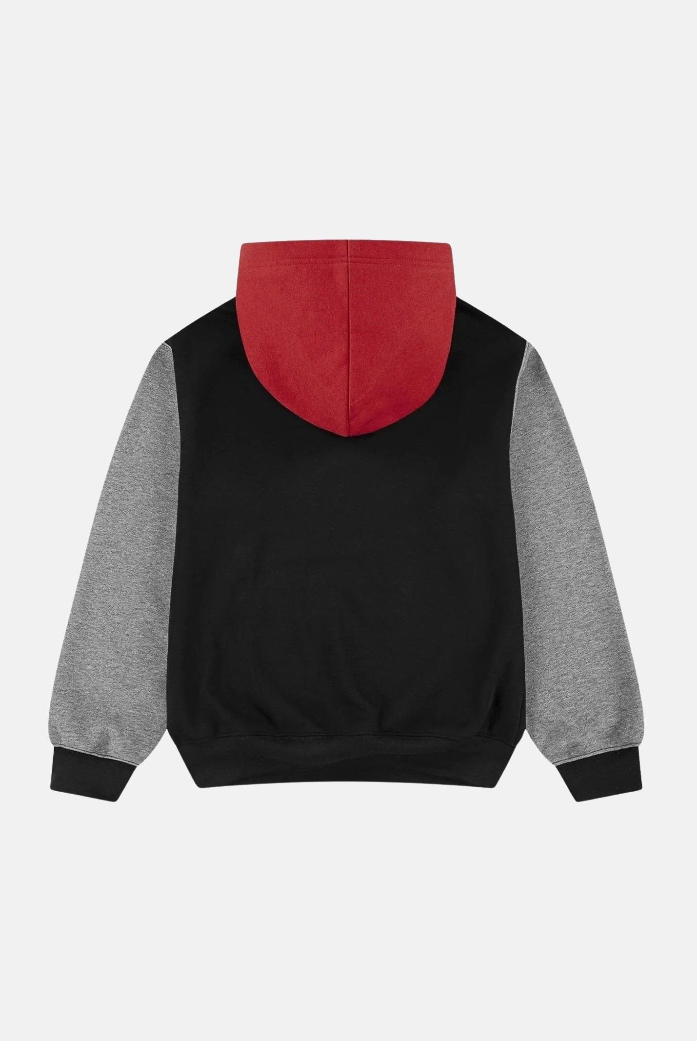 JORDAN Felpa con cappuccio MJ Brooklyn Fleece nera, rossa e grigia per bambino e bambina 95F121 KR5 JORDAN