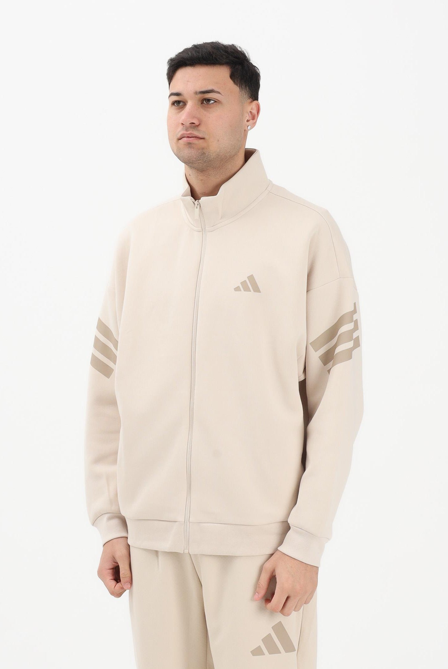 ADIDAS PERFORMANCE Felpa con zip Future Icons 3-Stripes Woven beige da uomo KD5234 . ADIDAS PERFORMANCE