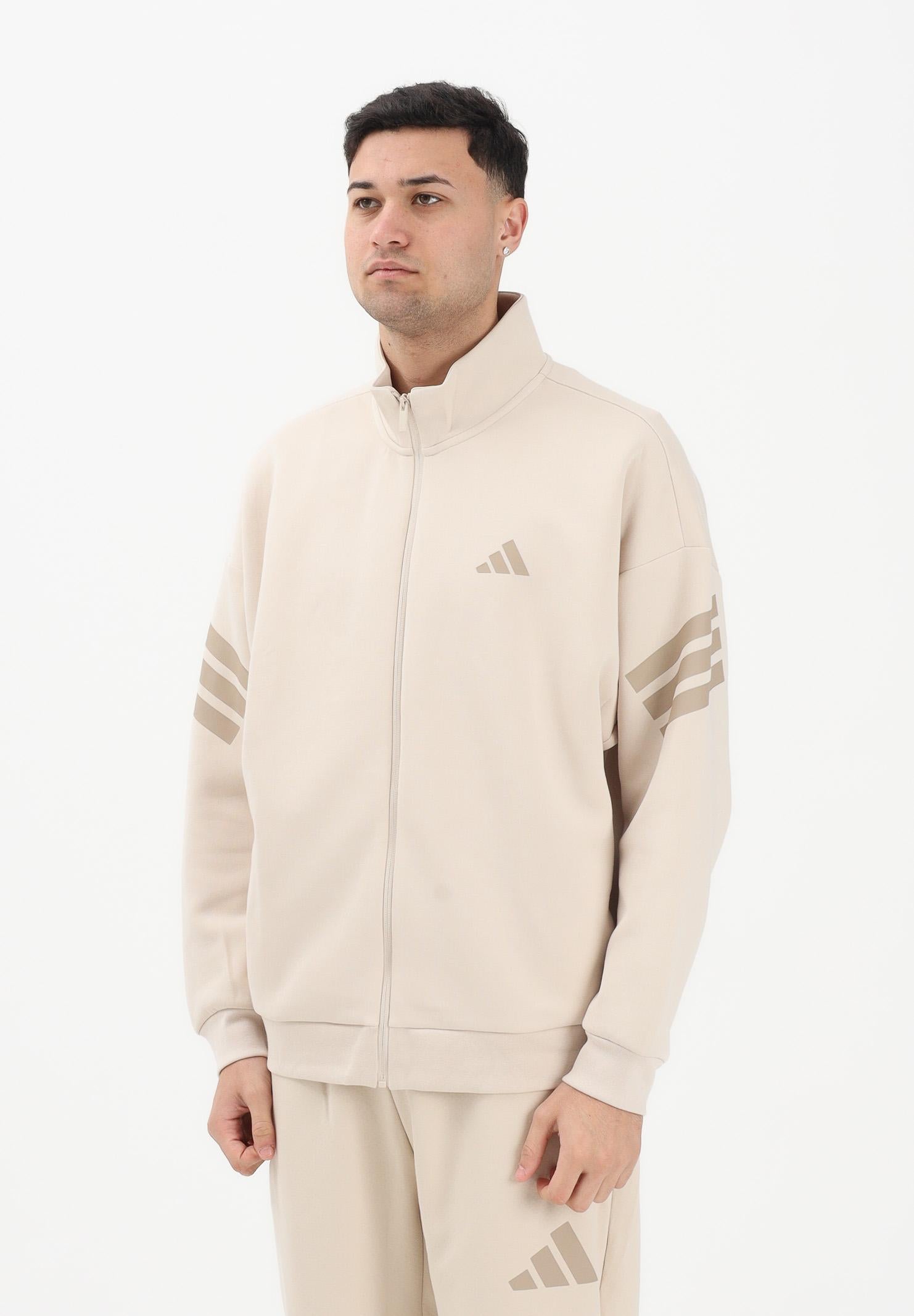 ADIDAS PERFORMANCE Felpa con zip Future Icons 3-Stripes Woven beige da uomo KD5234 . ADIDAS PERFORMANCE