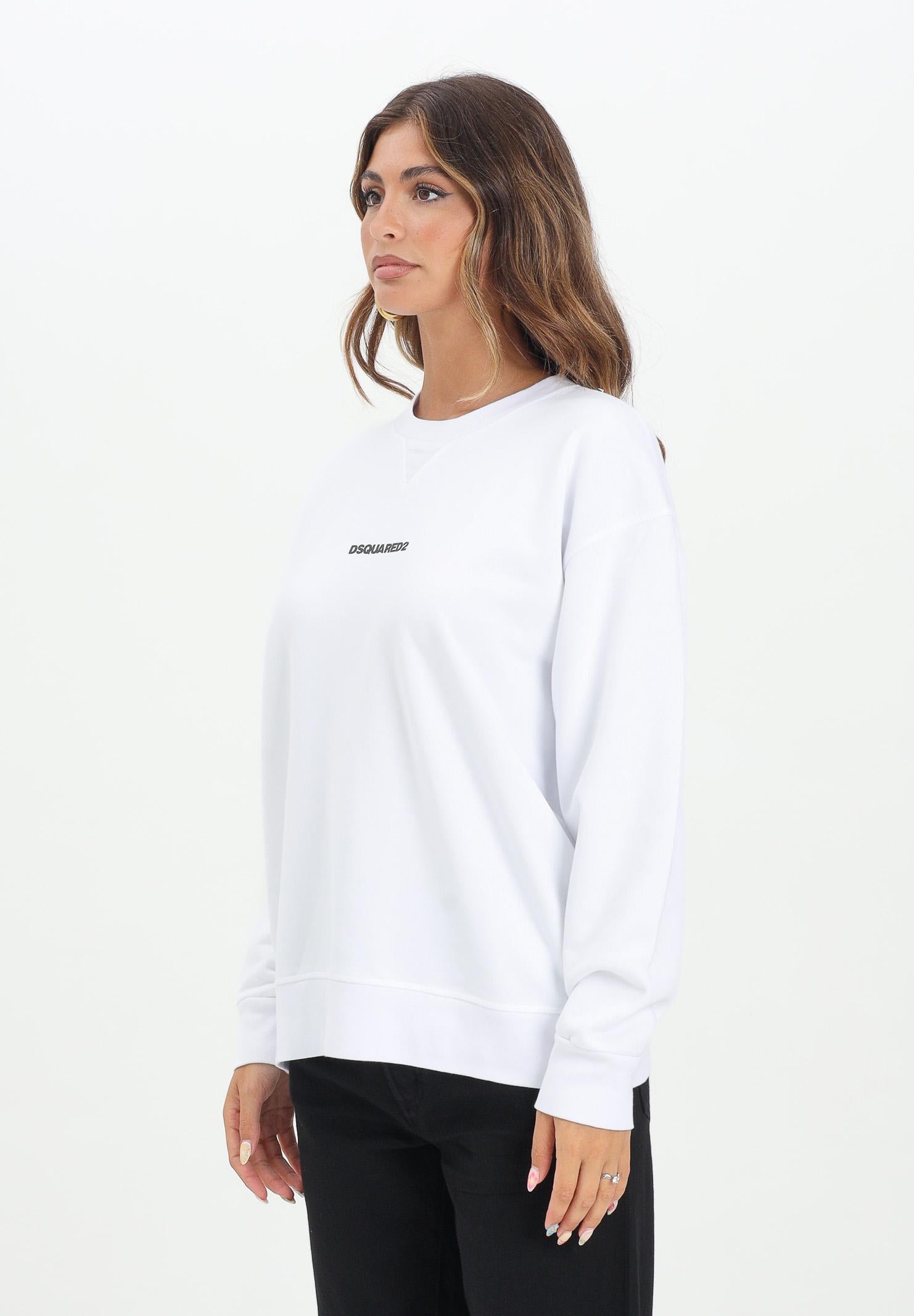 DSQUARED2 Felpa girocollo bianca per donna, ragazzi e bambini con stampa logo DQ2739D0094 DQ100 DSQUARED2