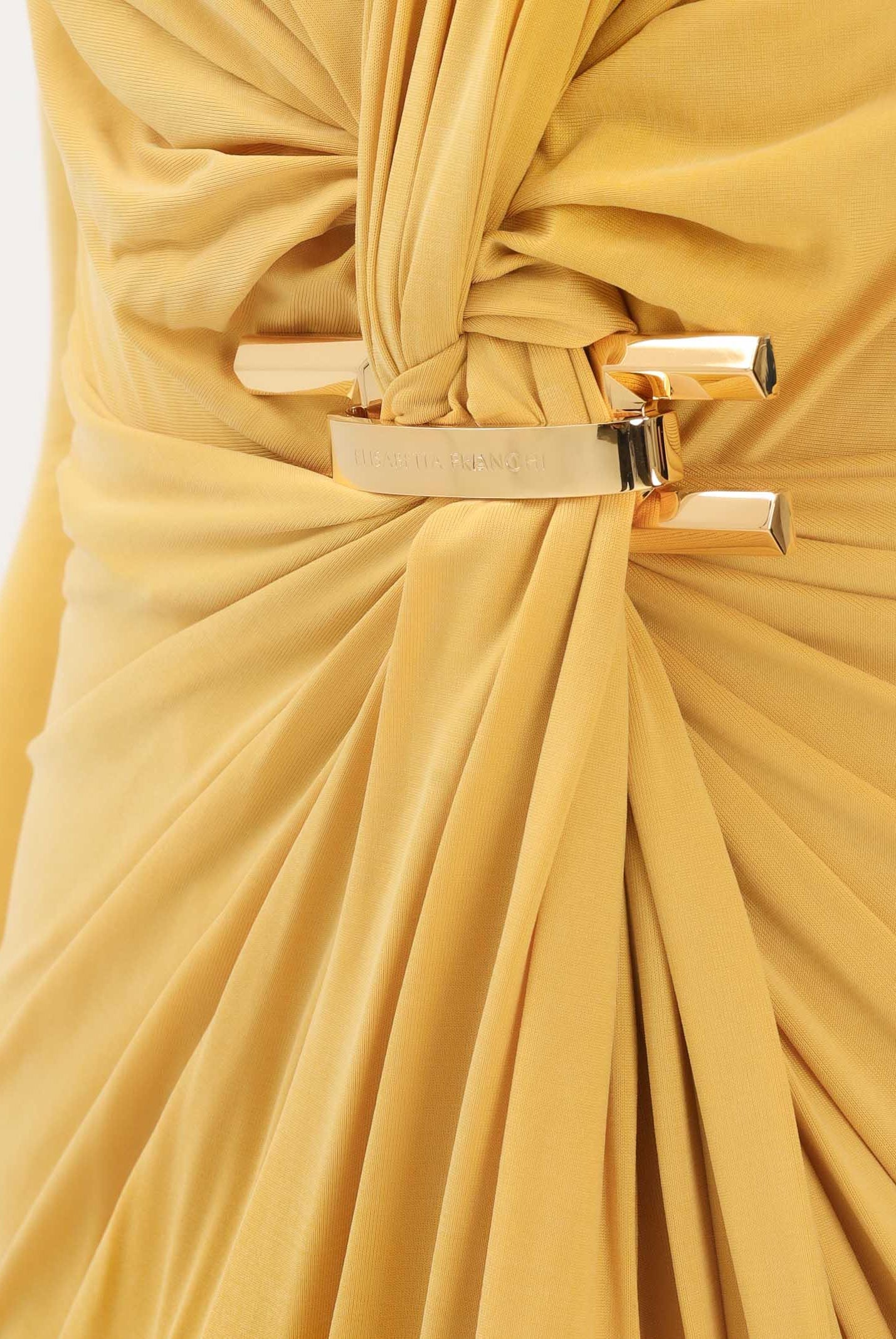 ELISABETTA FRANCHI Abito lungo giallo da donna con logo gioiello<BR/> ABR2961E2 EV4 ELISABETTA FRANCHI
