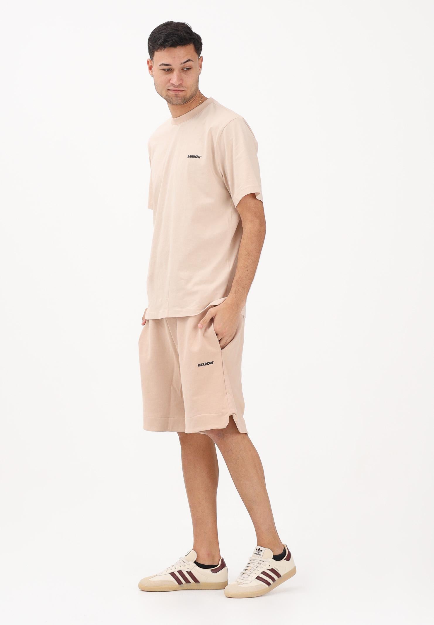 BARROW Shorts sportivo sabbia per uomo e donna con logo S6BWUABE009 092 BARROW