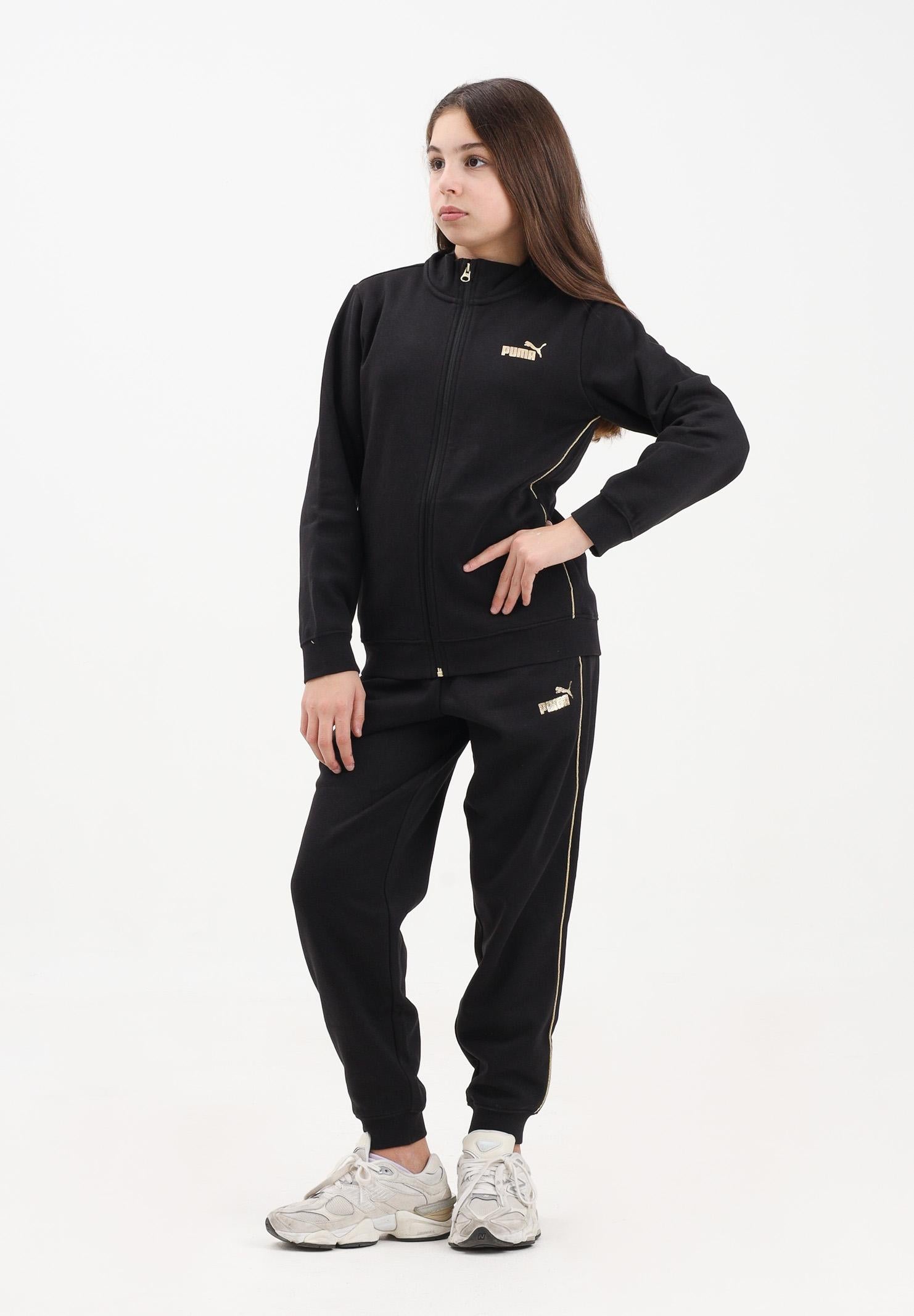 PUMA tuta nera per bambina con dettagli dorati 692212 01 PUMA