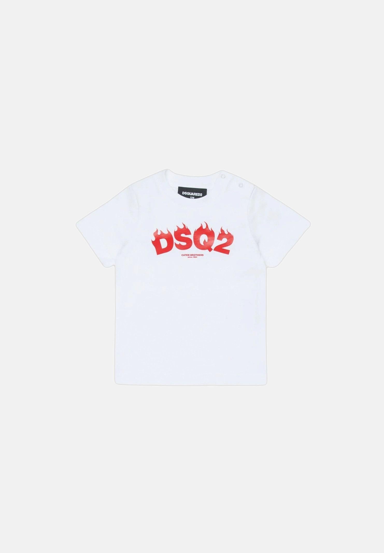 DSQUARED2 T-shirt a manica corta bianca da neonato con stampa DQ3275D00XM DQ100 DSQUARED2