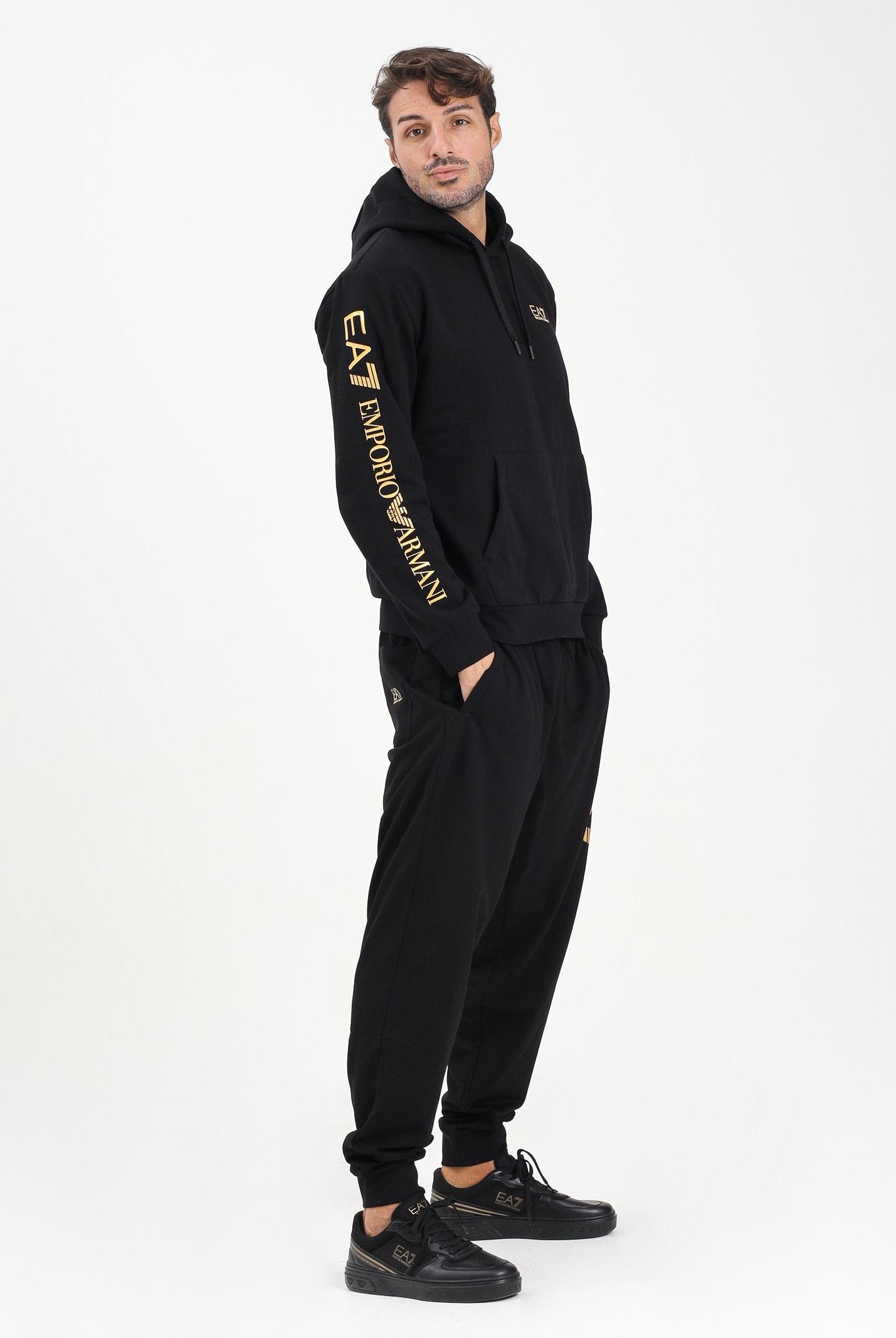 EA7 Pantalone sportivo nero da uomo con stampa logo 7M000571AF13512 MC004 EA7