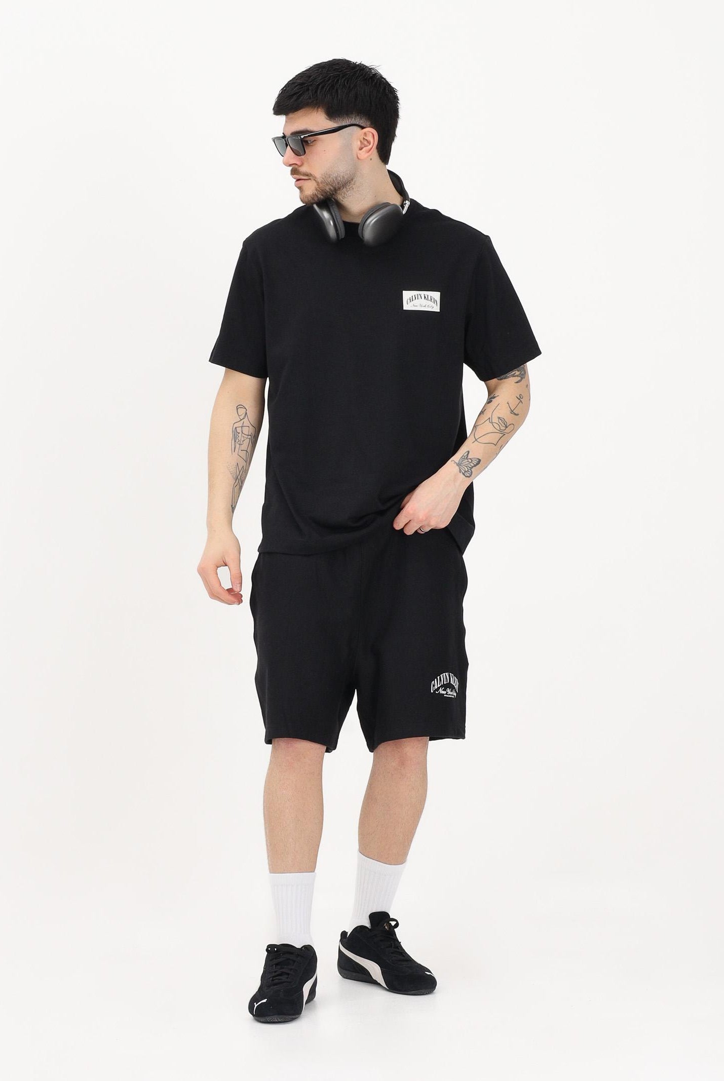 CALVIN KLEIN JEANS Shorts sportivo nero da uomo con logo a contrasto LV04RF275G UB1 CALVIN KLEIN JEANS