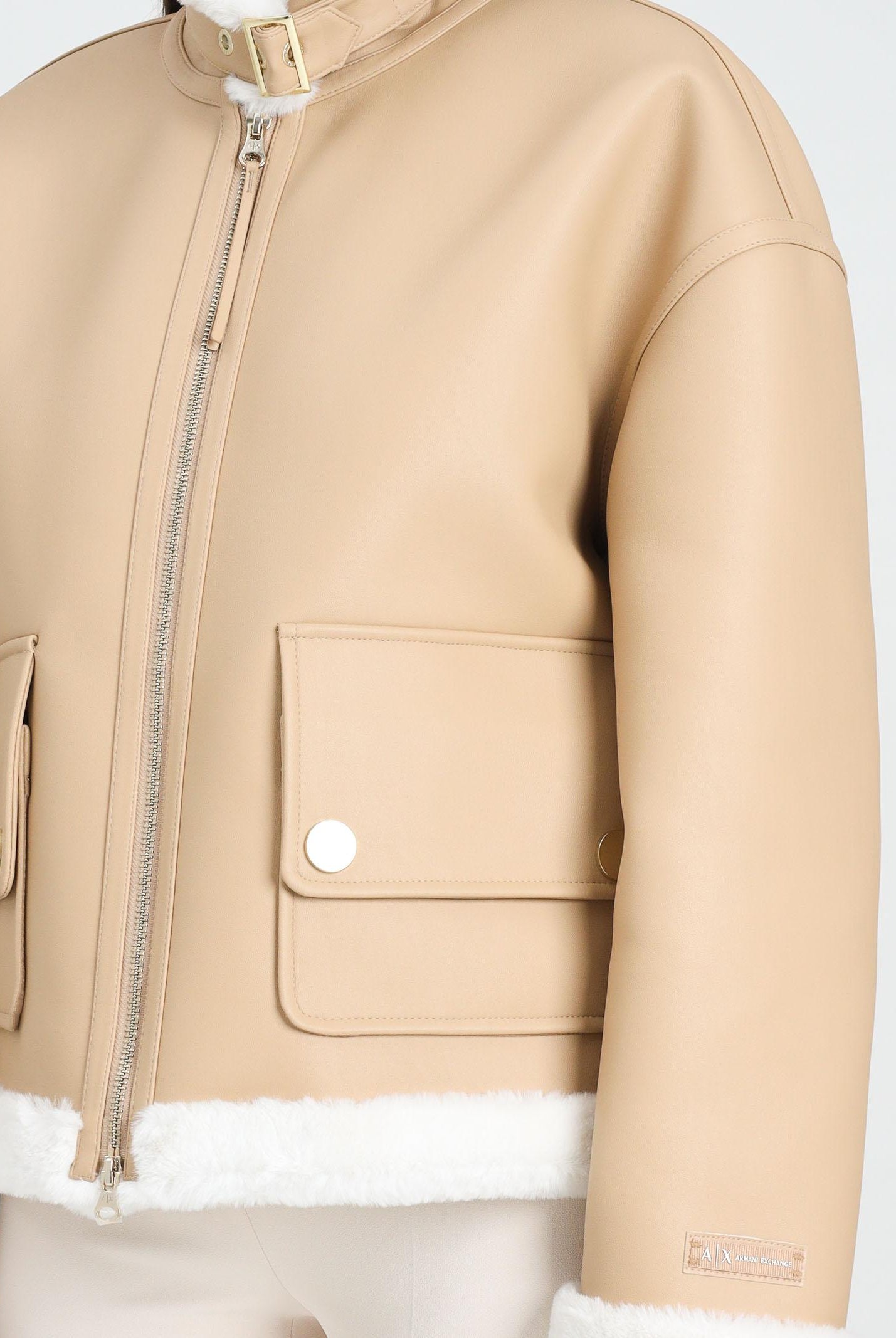 ARMANI EXCHANGE Montone beige da donna con interno e profili in eco-pelliccia XW000713AF16389 U1051 ARMANI EXCHANGE