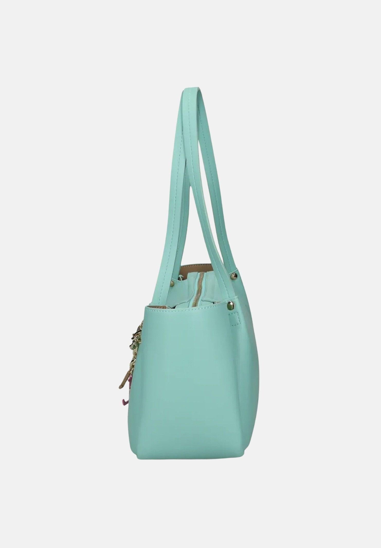 JUST CAVALLI Borsa a spalla verde acqua da donna con charm logo 80RA4BE3ZSD85 130 JUST CAVALLI
