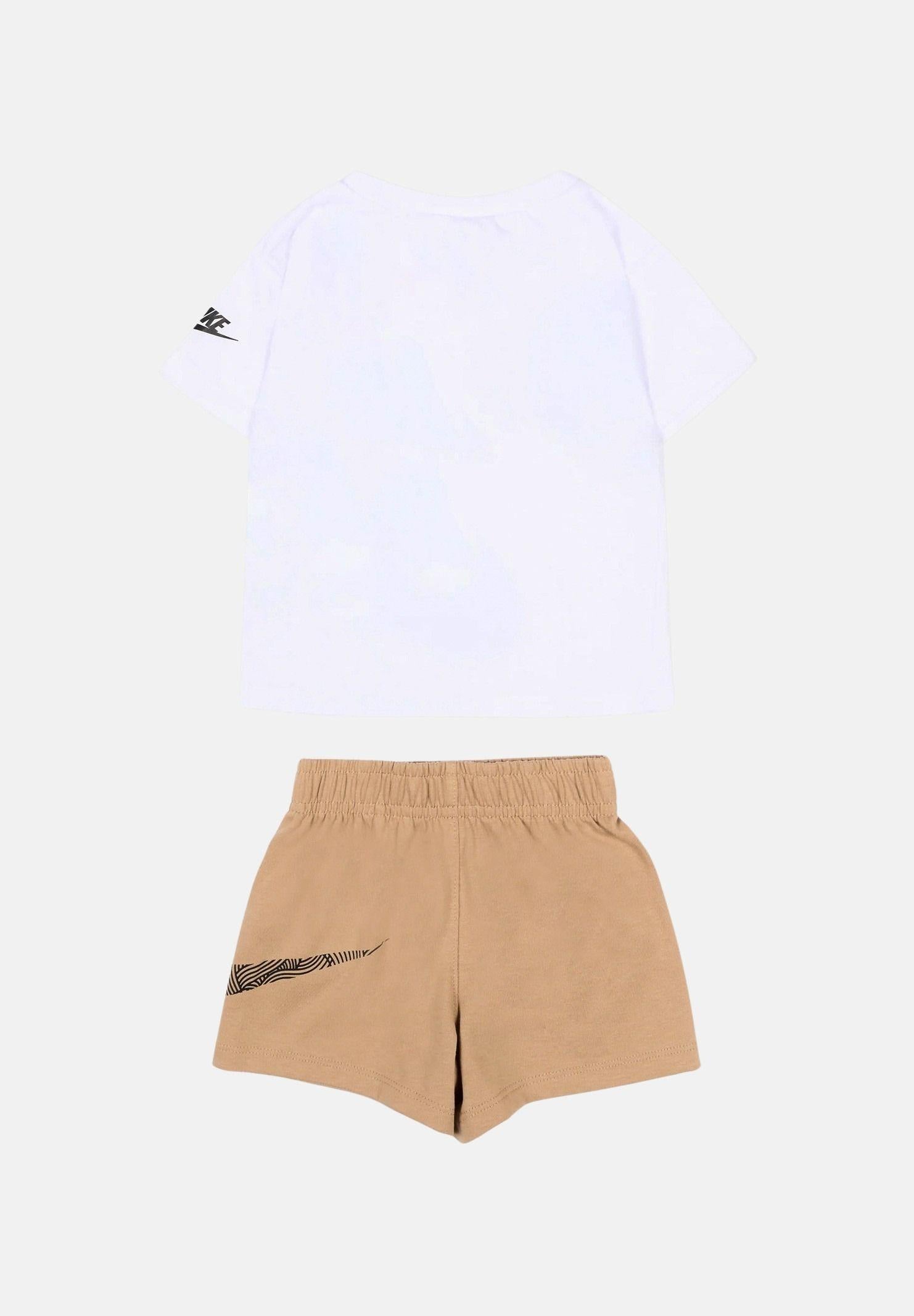 NIKE Completino Sportswear In The Zone bianco e beige da neonato 66N737 X0L NIKE