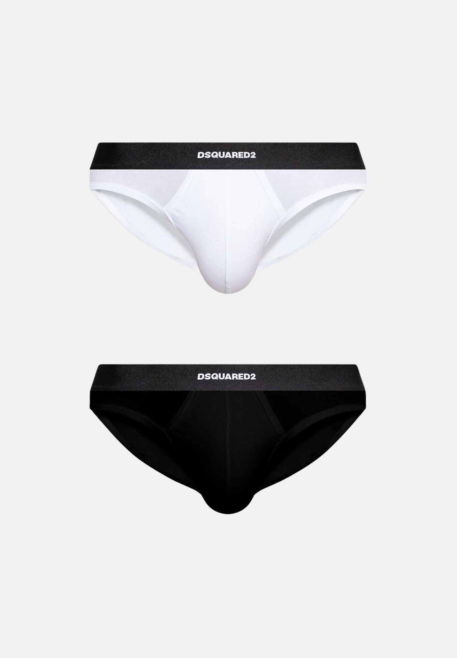 DSQUARED2 Slip (2pz) nero e bianco da uomo con fascia elastica logata DCX200070 010 DSQUARED2