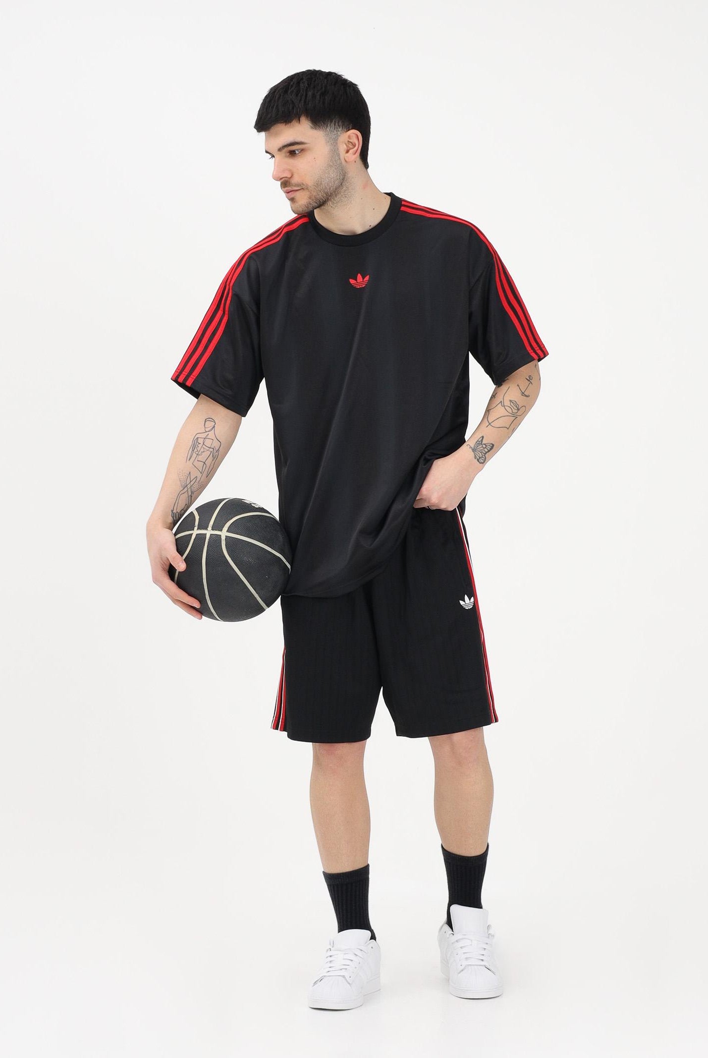 ADIDAS ORIGINALS T-shirt a manica corta Adicolor Jacquard nera da uomo KD5831 . ADIDAS ORIGINALS