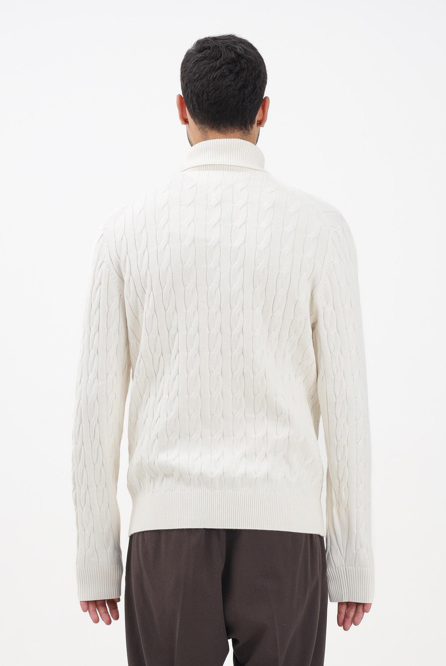 TOMMY HILFIGER Maglioncino a collo alto panna da uomo MW0MW40439Z00 TOMMY HILFIGER