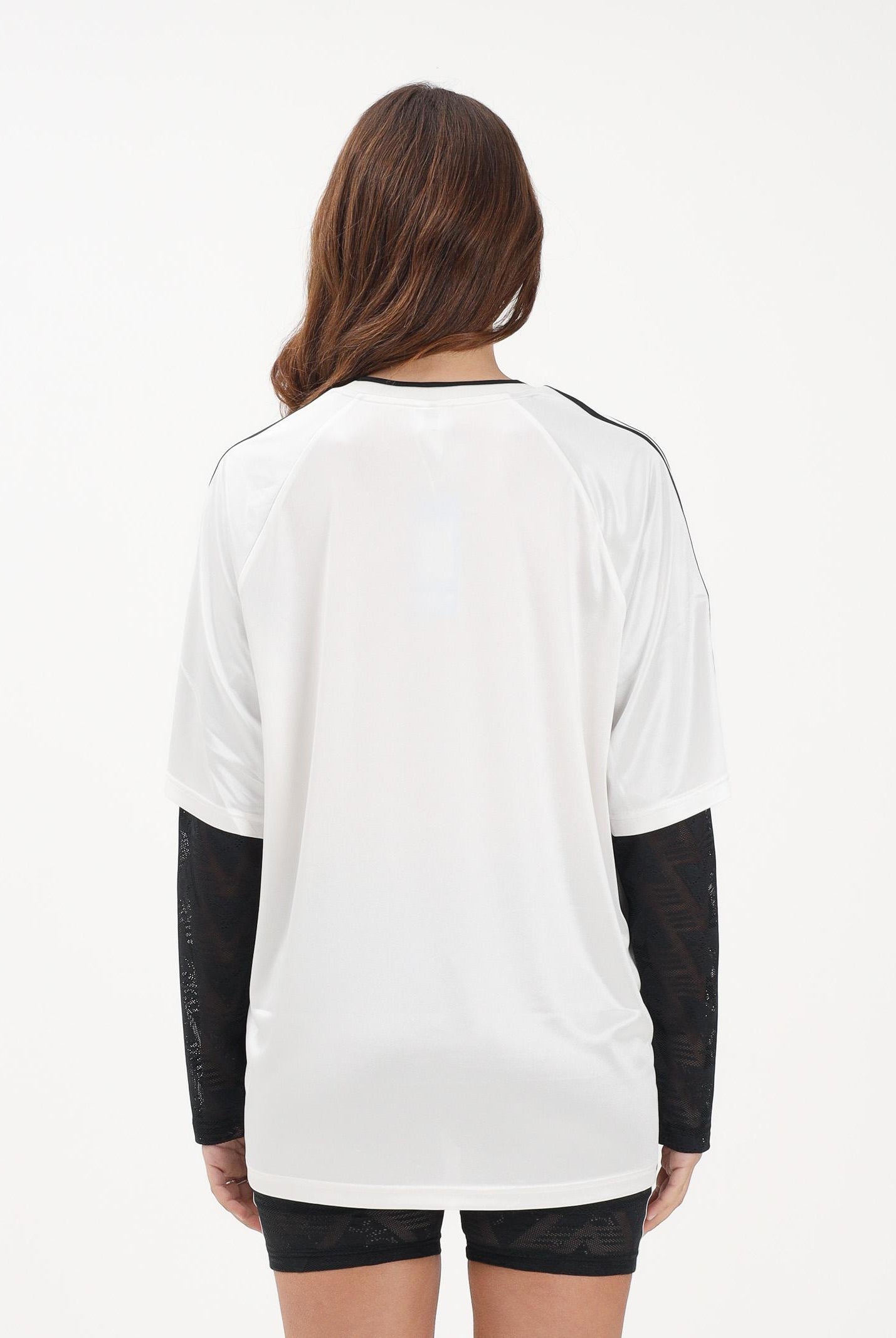 ADIDAS ORIGINALS T-shirt a manica lunga LACE bianca e nera da donna KC8140 . ADIDAS ORIGINALS