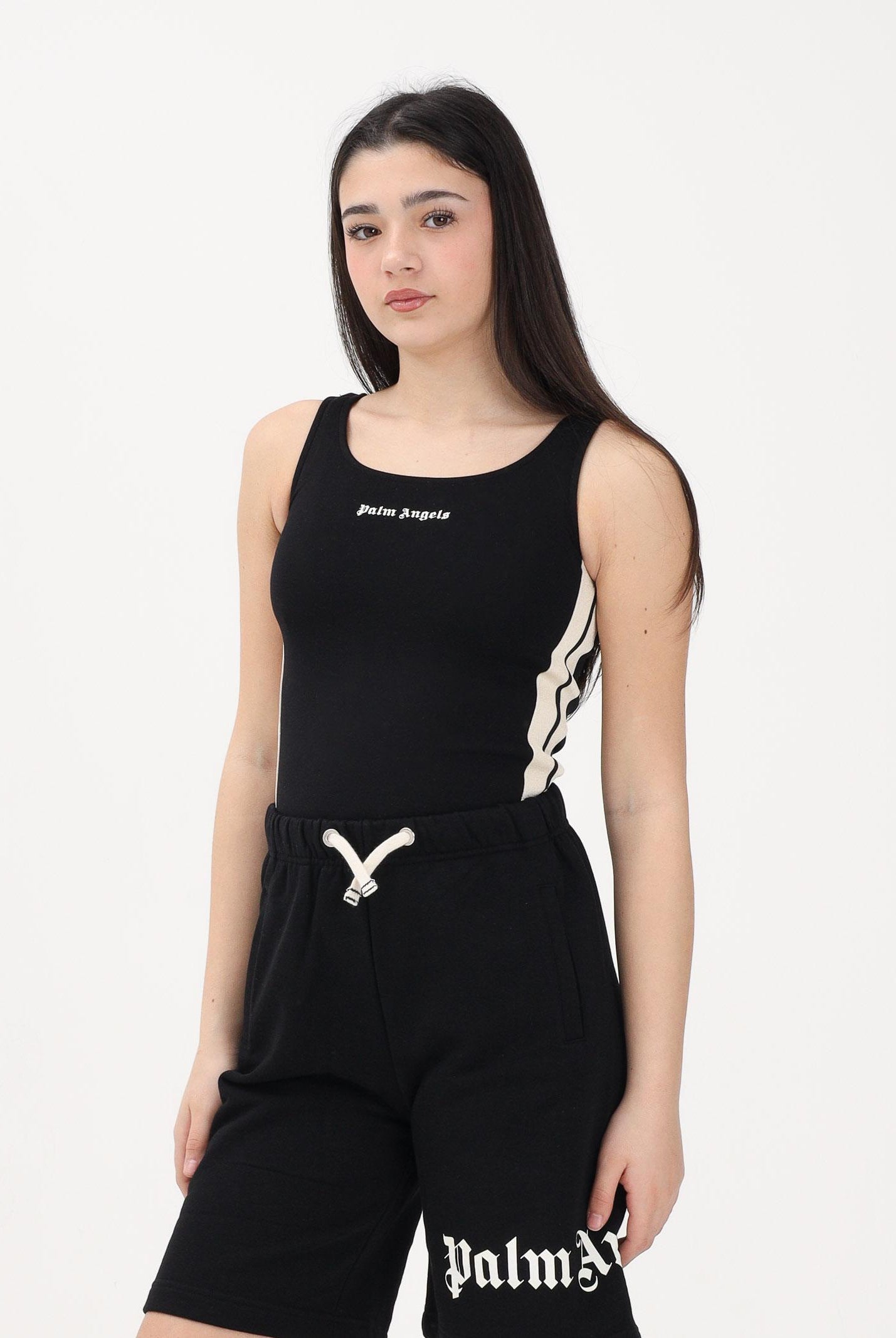 PALM ANGELS Body nero per donna, ragazze e bambine con logo PGBD00CS26FLE001 110 PALM ANGELS