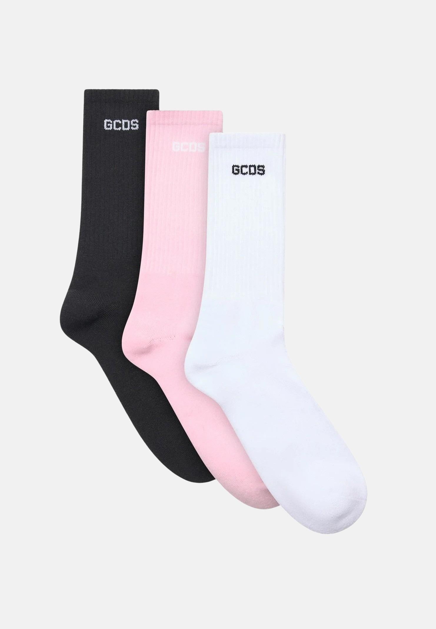 GCDS Calzini (3paia) multicolore da donna con logo A2EU3801UW4 09 GCDS