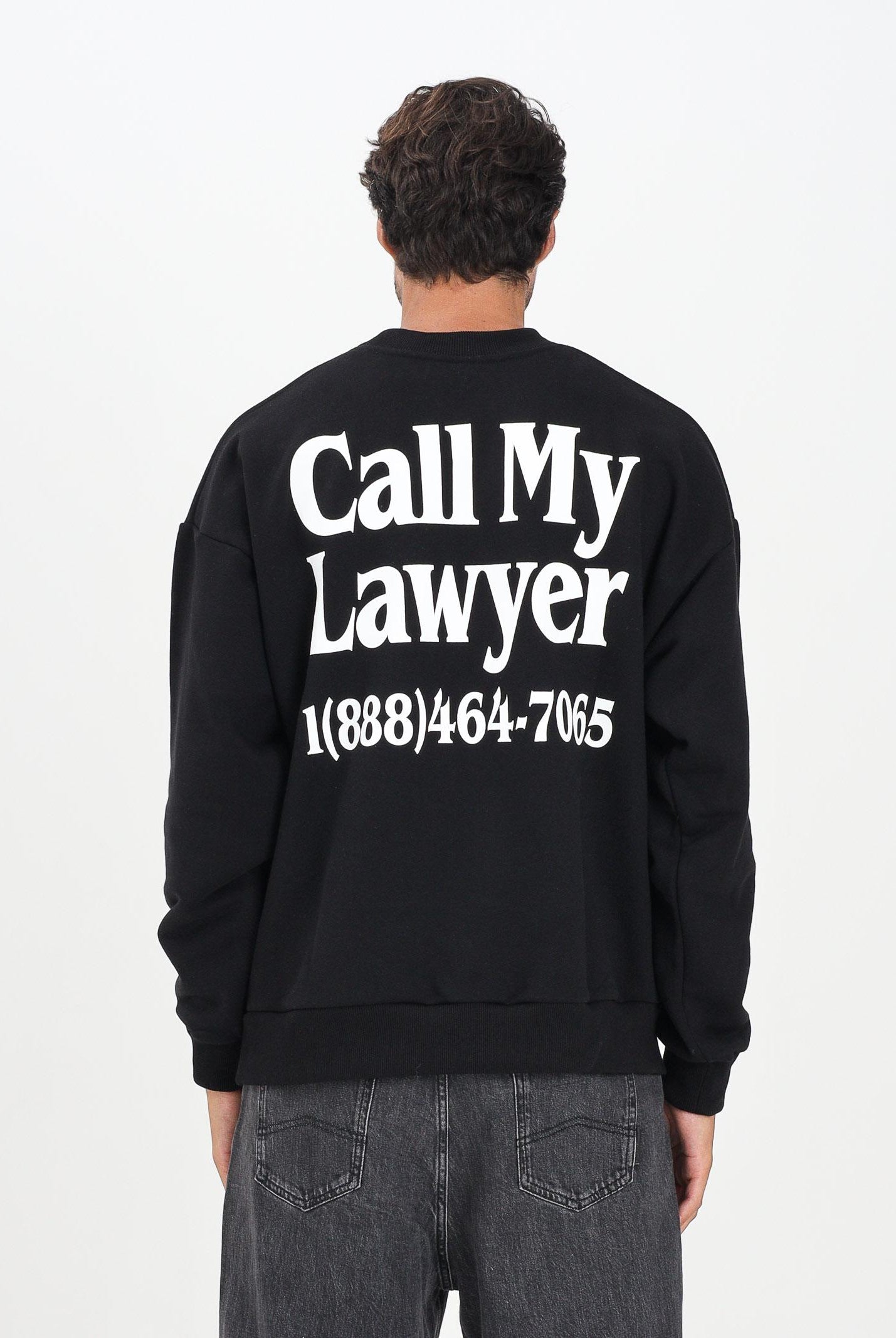 MARKET Felpa girocollo nera da uomo con stampa sul retro F5MKMASW057 110 MarKET