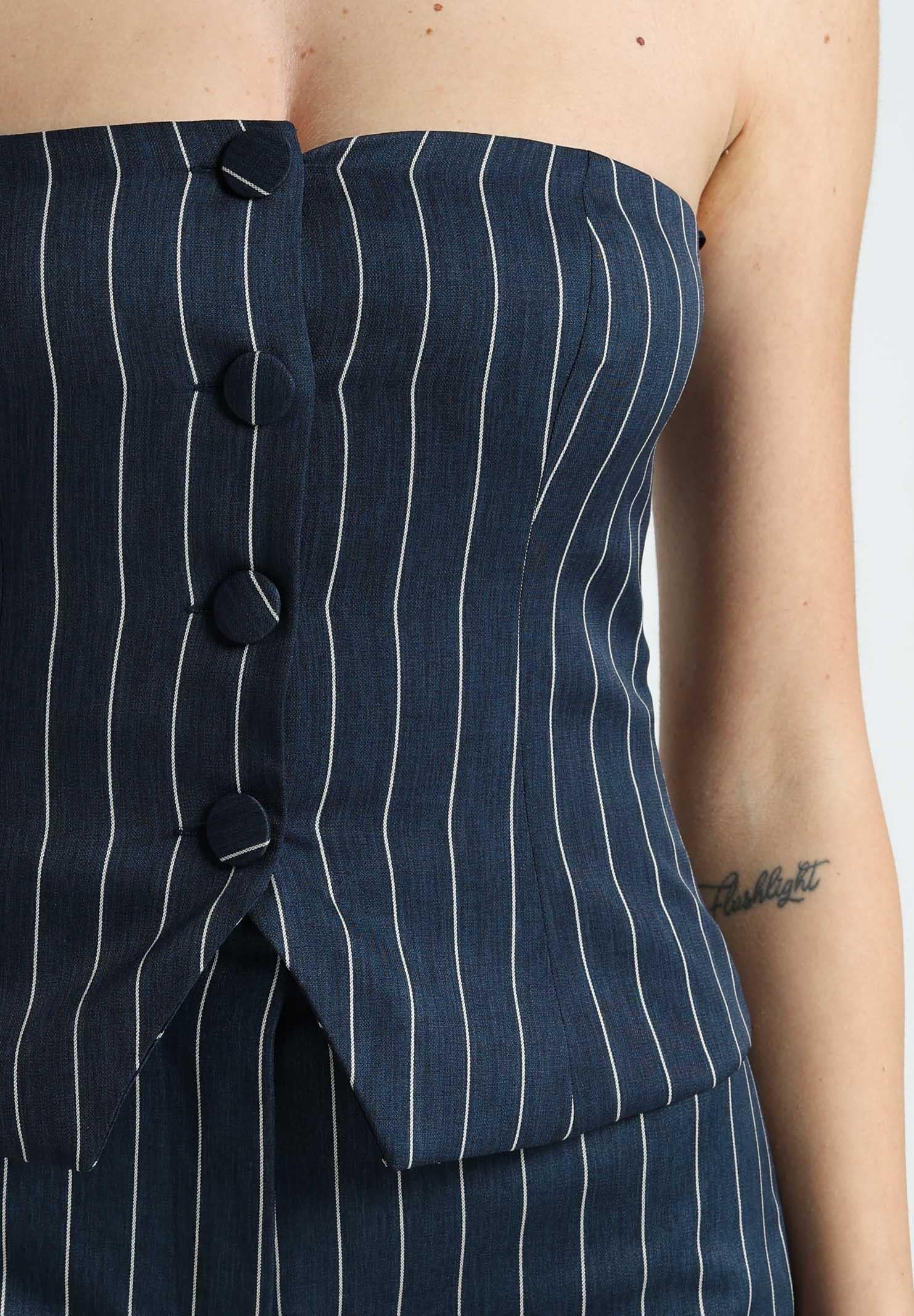 SANTAS Top BROWNIE blu da donna con motivo gessato PV2504 BLU SANTAS