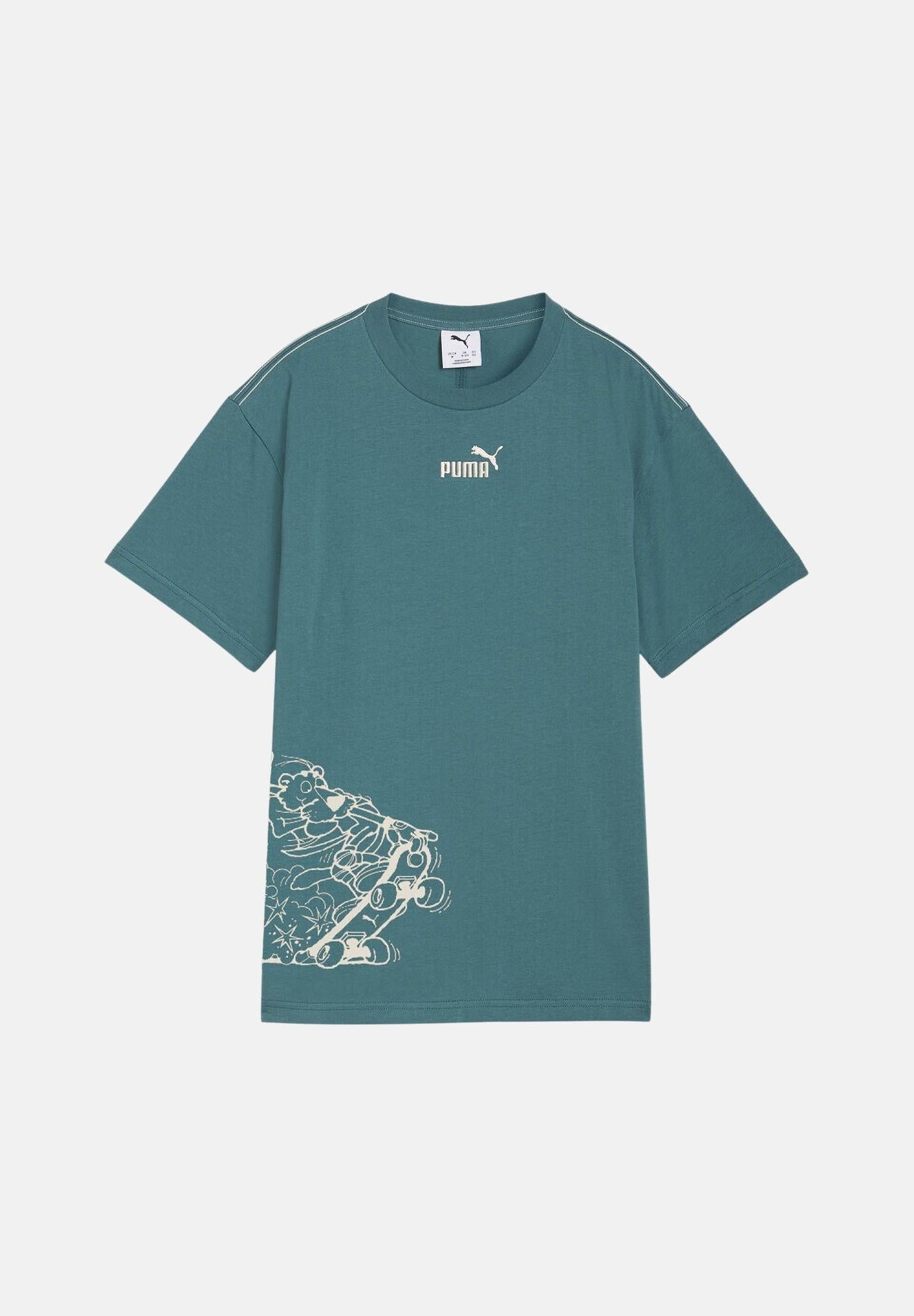 PUMA T-shirt a manica corta Graphic verde petrolio per bambino e bambina 692610 41 PUMA