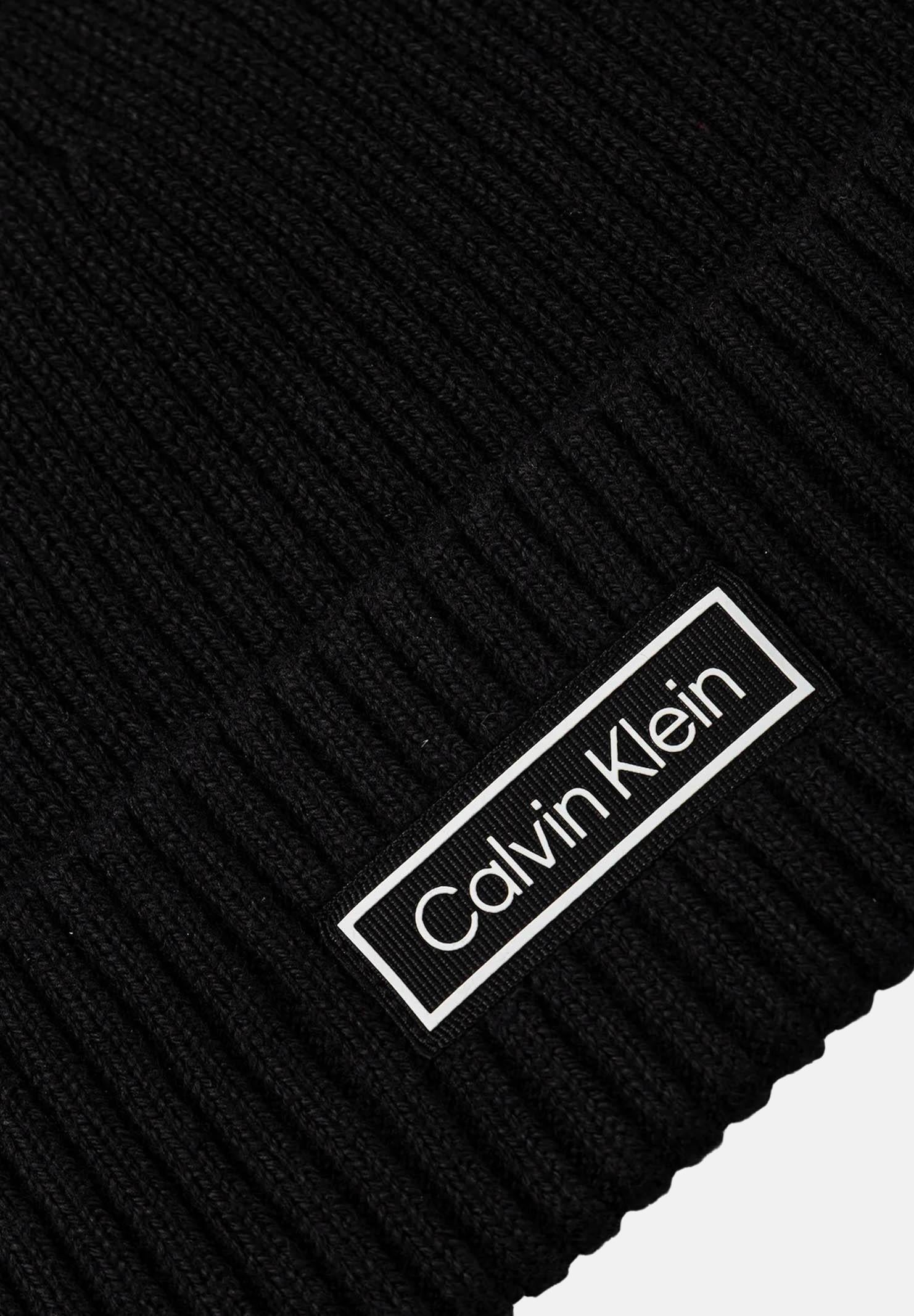 CALVIN KLEIN Berretto di lana nero per uomo e donna con logo LV04D8053G UB1 CALVIN KLEIN