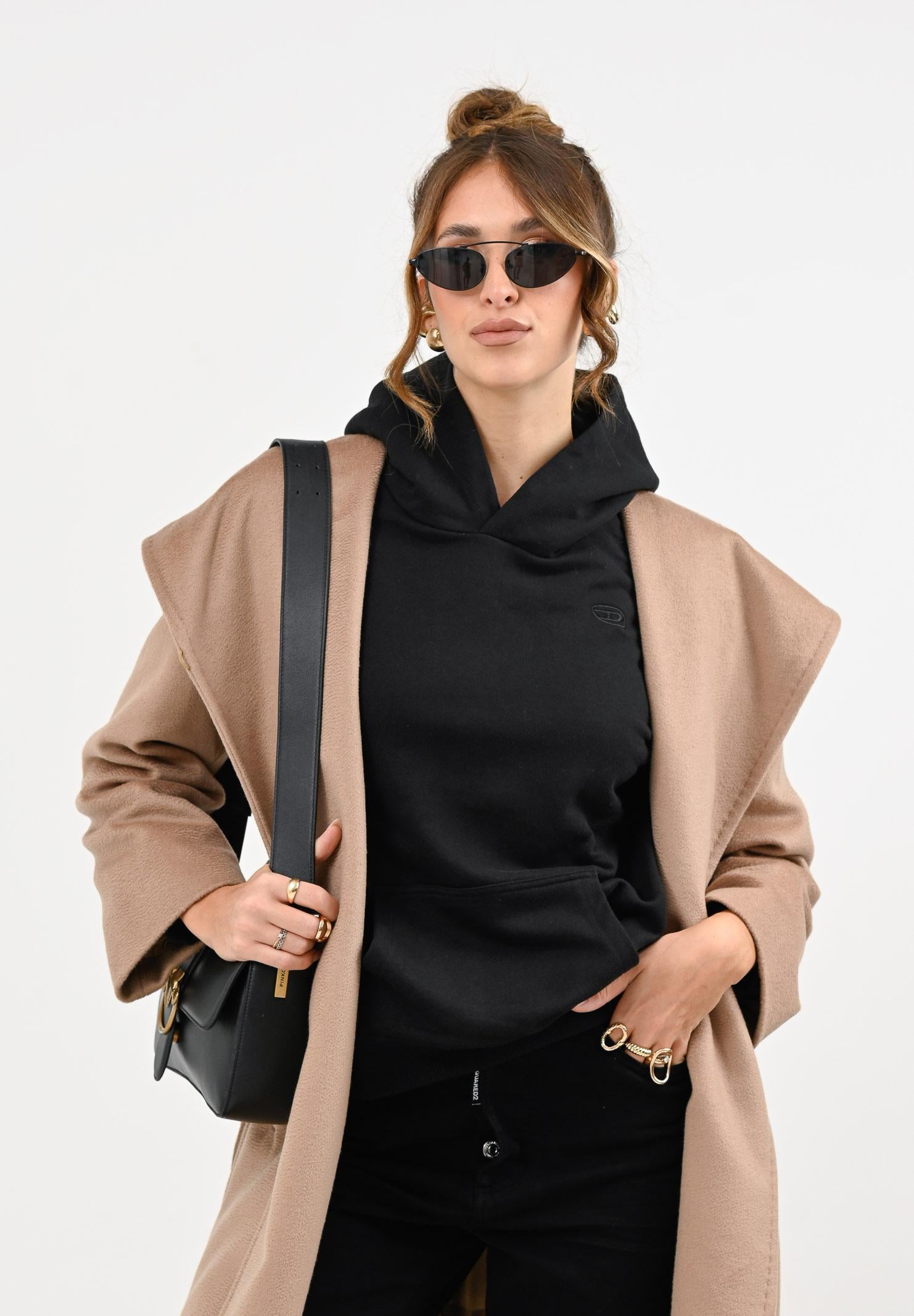 DIESEL Felpa con cappuccio Smacshoodmegovald nera per donna, ragazzi e bambini J022750GYCJ K900 DIESEL