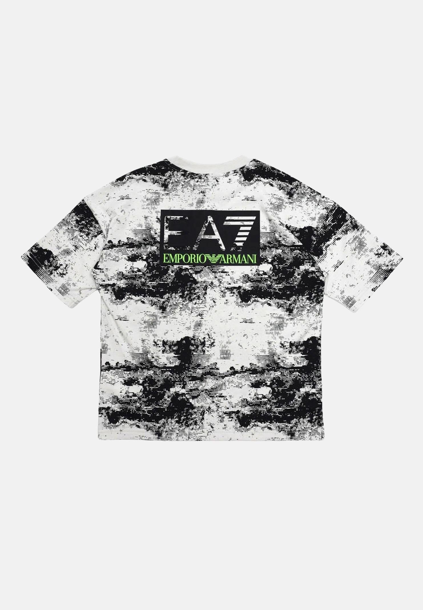 EA7 T-shirt a manica corta grigia e nera da bambino con stampa sul retro 7B000213AF16548 F8036 EA7