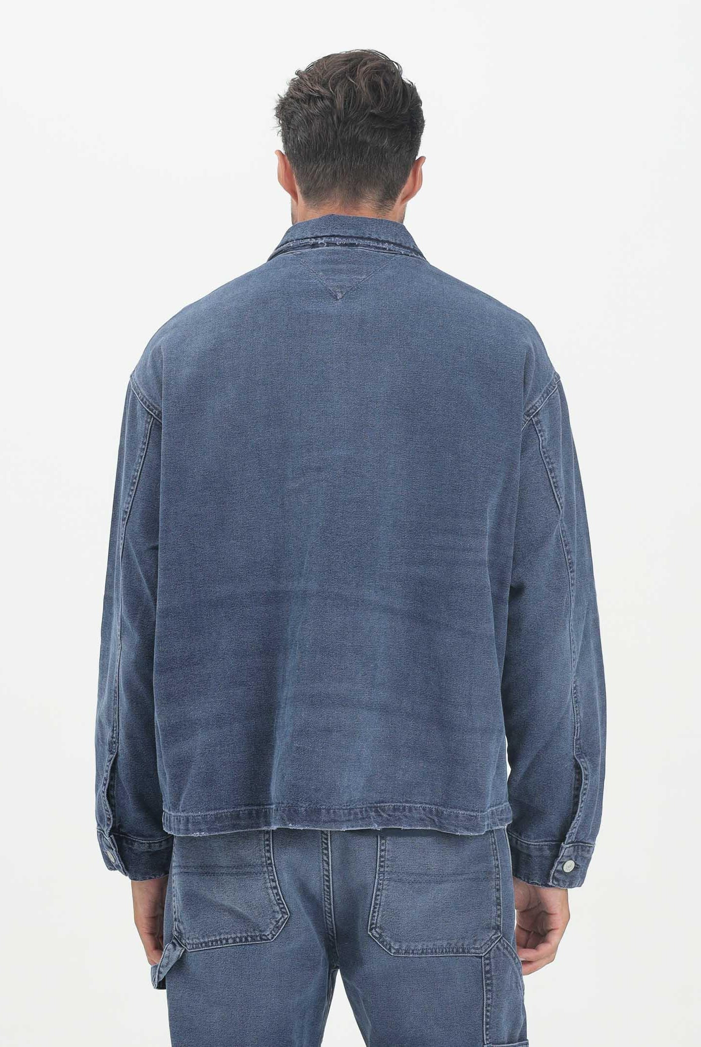 TOMMY JEANS Giubbotto di jeans in denim blu scuro da uomo con tasche DM0DM218331BK TOMMY JEANS