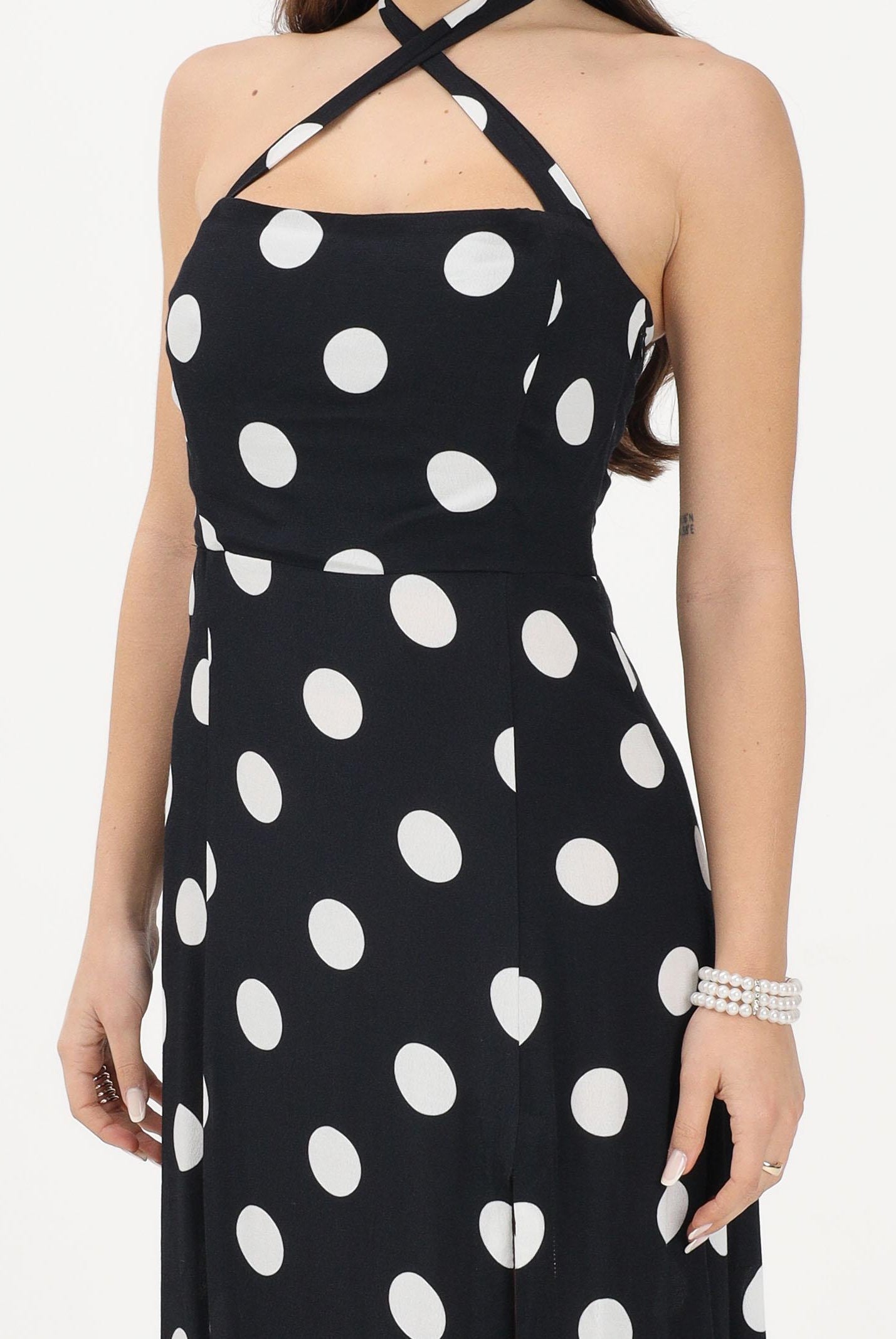 MAR DE MARGARITAS Abito midi Paula nero da donna con maxi pois MMABW01536 NE140 Mar de margaritas