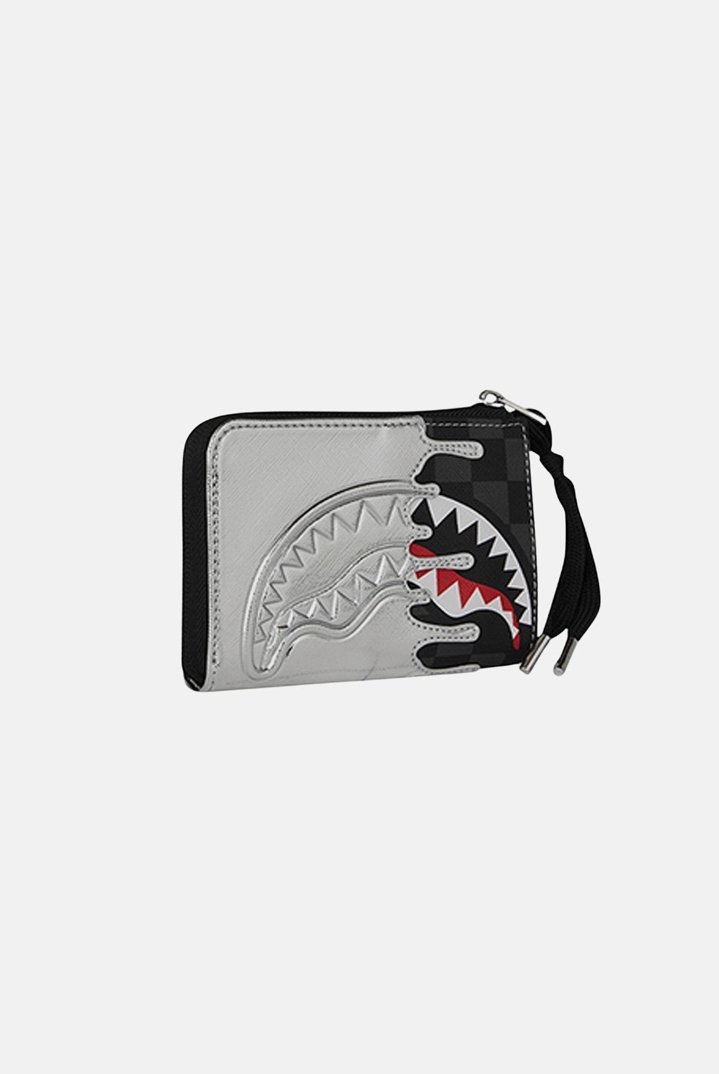 SPRAYGROUND Portafogli Silver Side Drip Black Check Shark nero e argento per uomo e donna 910W8931NSZ . SPRAYGROUND