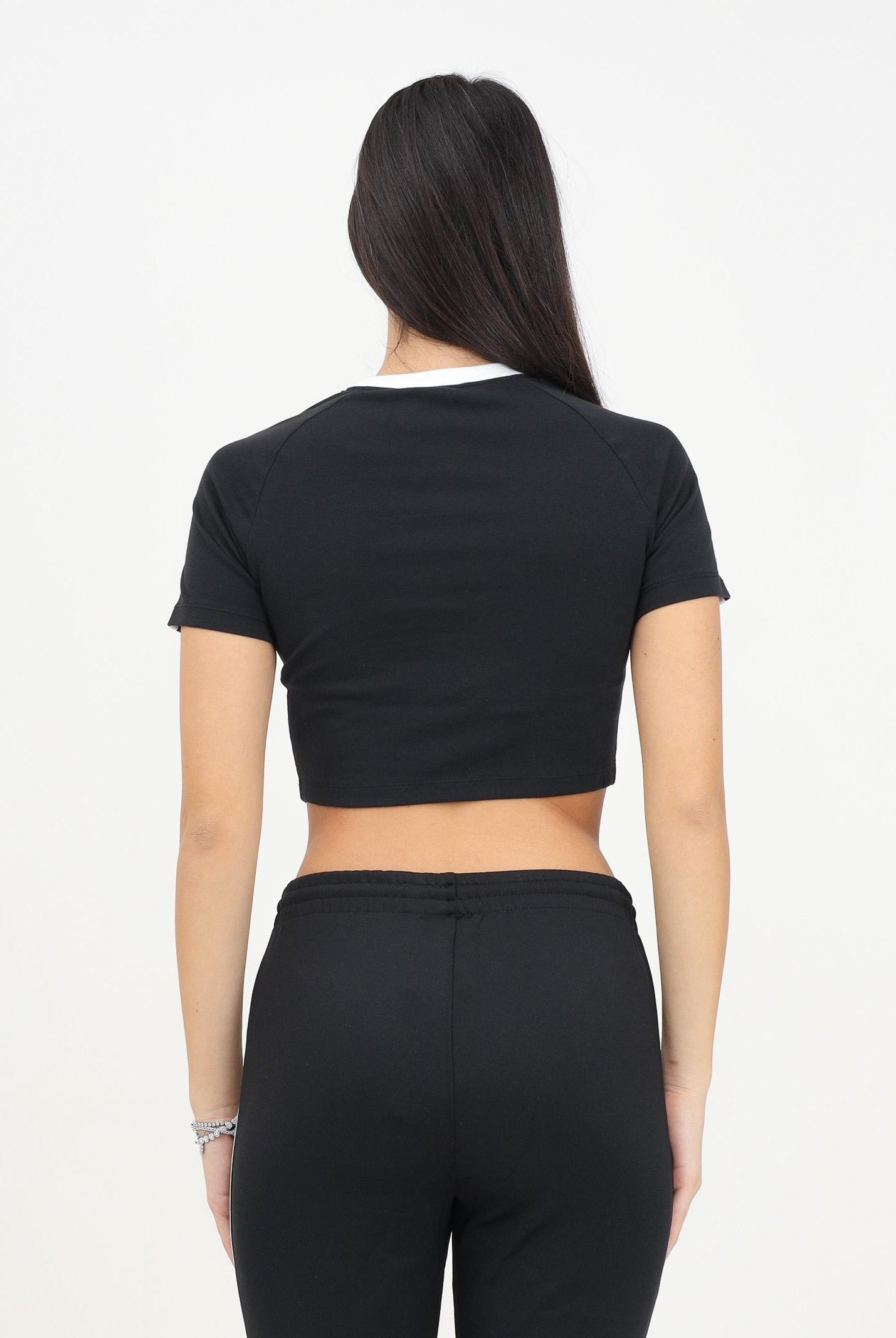ADIDAS ORIGINALS T-shirt a manica corta 3-Stripes nera da donna IU2532 . ADIDAS ORIGINALS