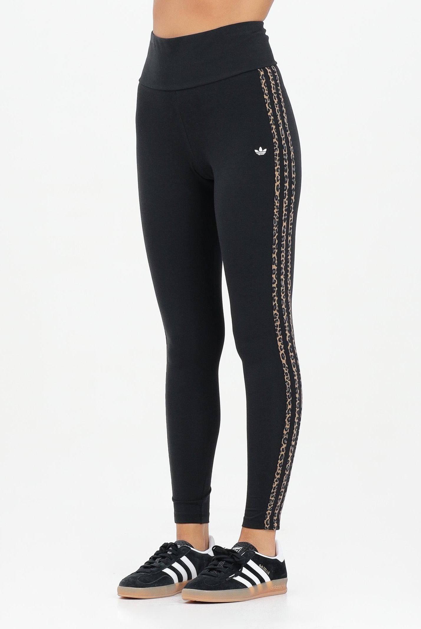ADIDAS ORIGINALS Leggings ESSENTIALS 3 STRIPES ANIMAL PRINT nero da donna JW7307 ADIDAS ORIGINALS