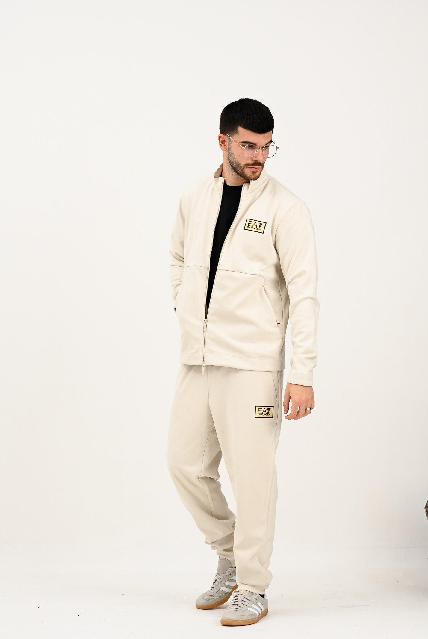 EA7 Pantalone sportivo panna da uomo in tessuto effetto scamosciato 7M000676AF16718 U1086 EA7