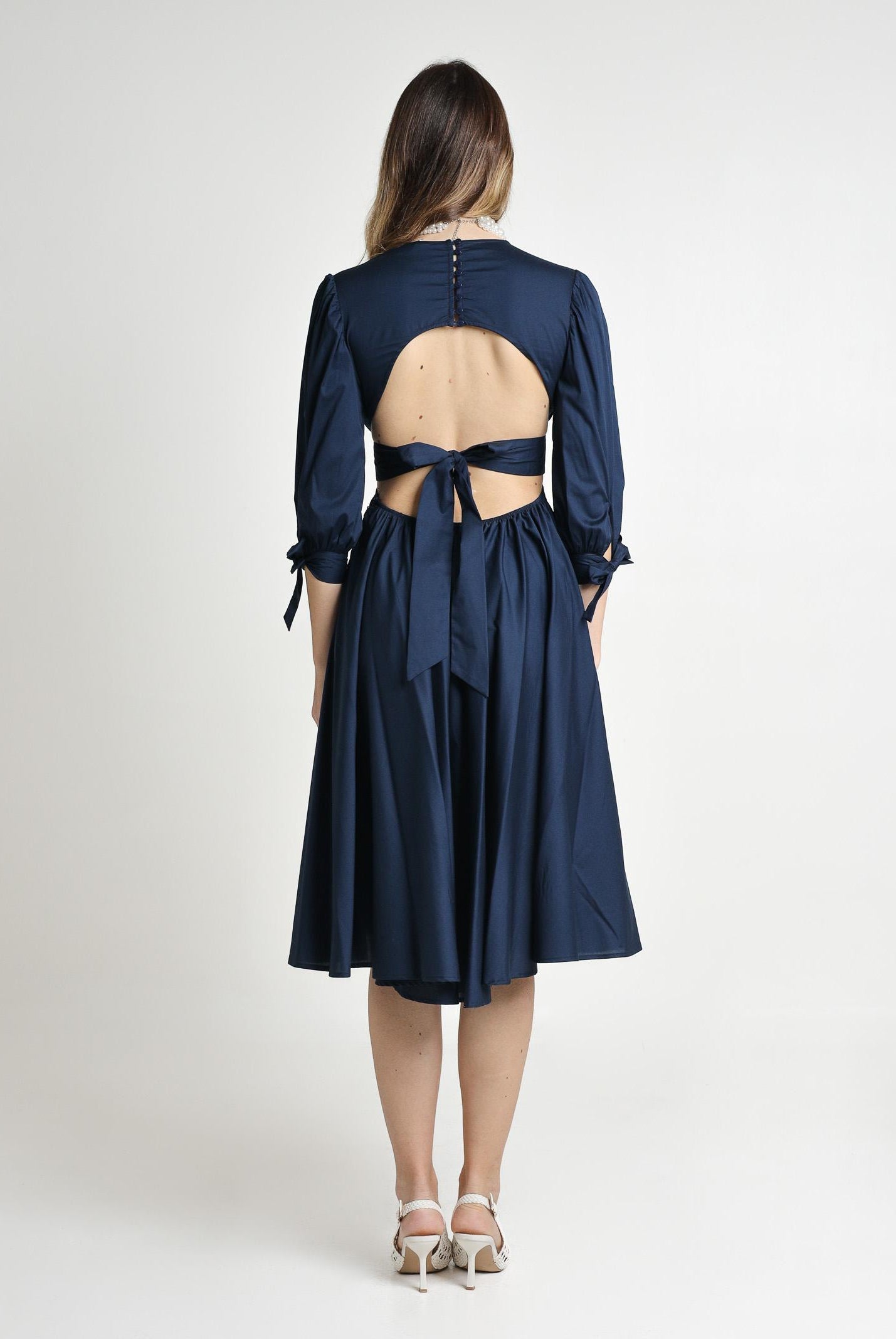 SANTAS Abito midi TIRAMISU' blu da donna PV25019 BLUE SANTAS