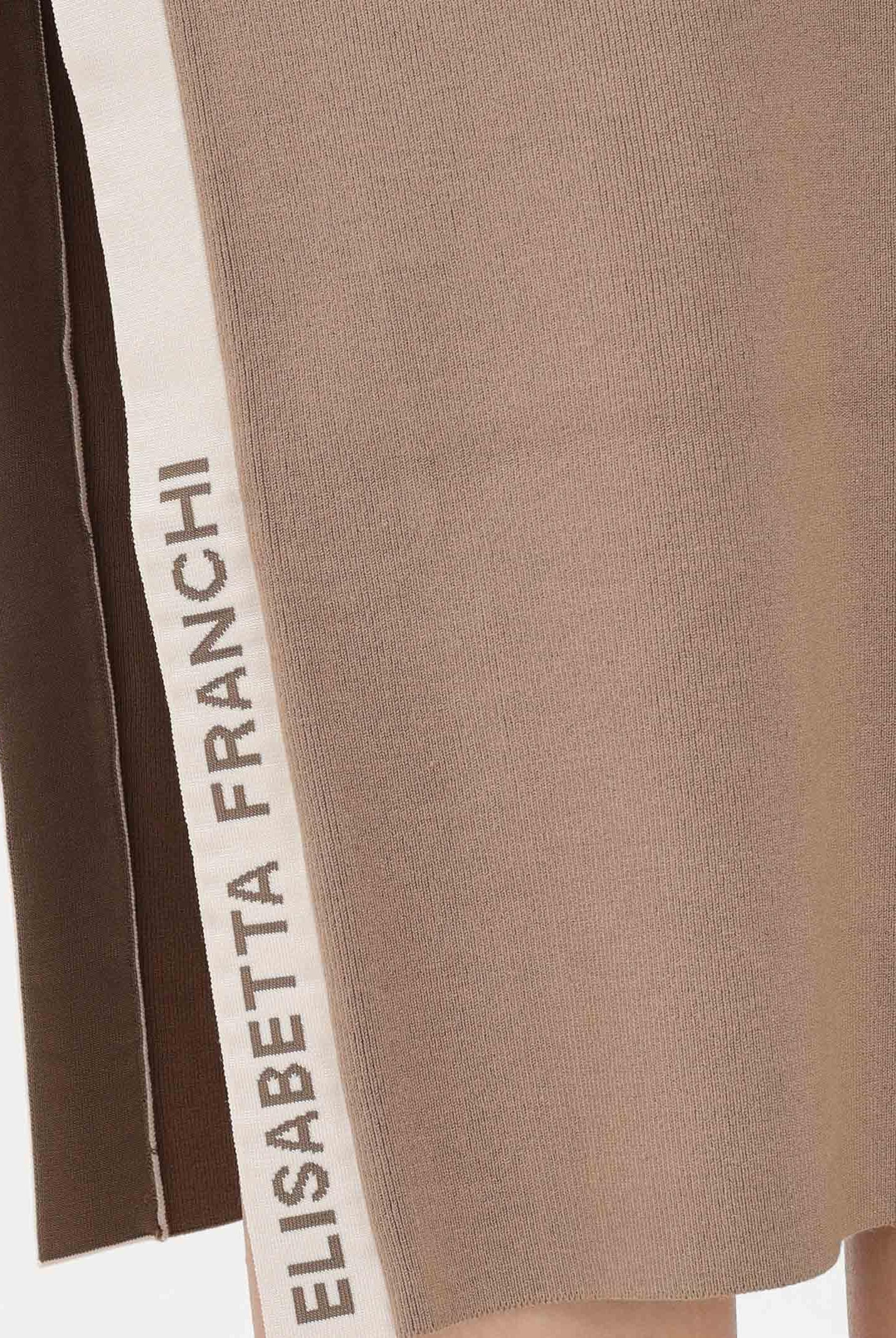 ELISABETTA FRANCHI Abito midi in maglia argilla da donna con bande a contrasto AM03S61E2 727 ELISABETTA FRANCHI
